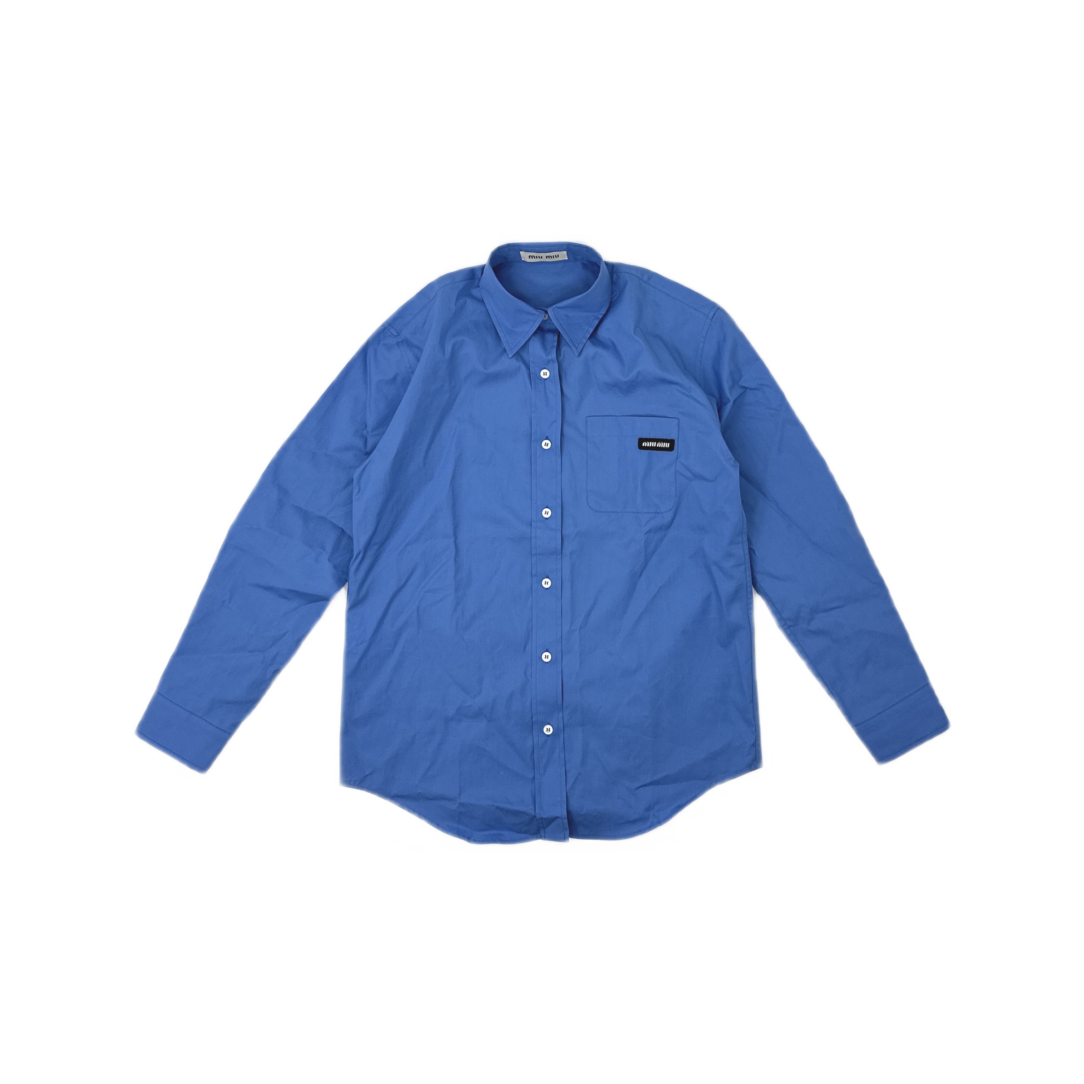 Miu Miu Miu Miu Popeline Logo Pocket Shirt Size 38 Size XS / US 0-2 / IT 36-38 - 1 Thumbnail