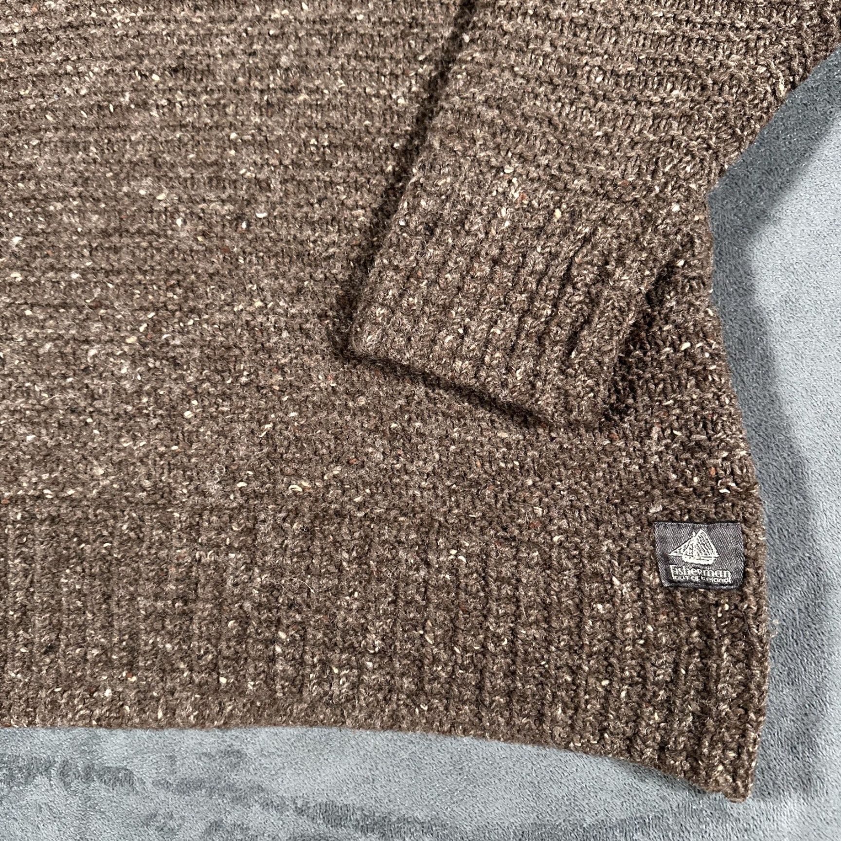 Vintage VINTAGE Fisherman Out of Ireland Sweater Mens Small Brown Wool Mock Neck Donegal Heavyweight Size US S / EU 44-46 / 1 - 2 Thumbnail