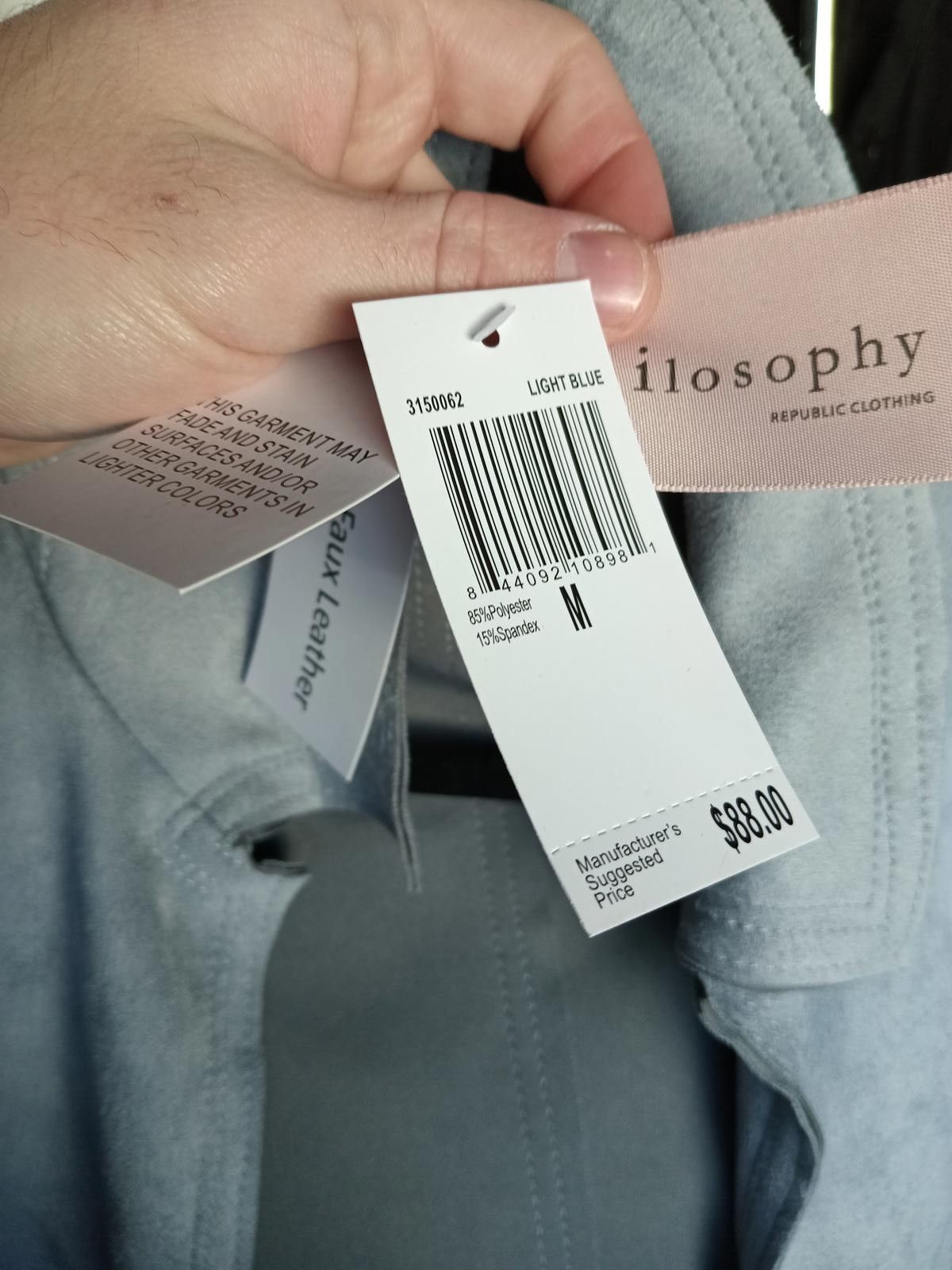 Designer Philosophy Light Blue Faux Suede Coat - Size M Size M / US 6-8 / IT 42-44 - 4 Thumbnail