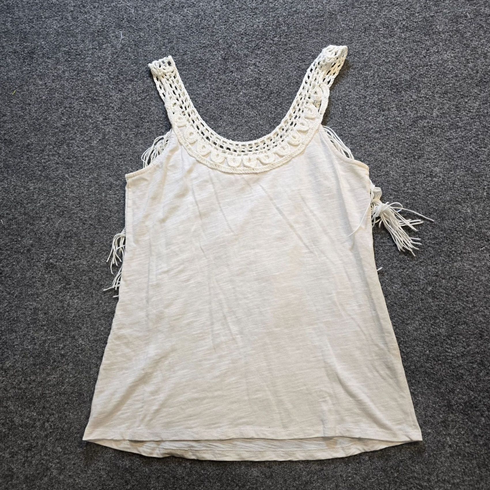 Vintage Sundance Top Womens Size S White Fringe Crochet Trim Slub Knit Capsule Boho Shirt Size S / US 4 / IT 40 - 7 Thumbnail