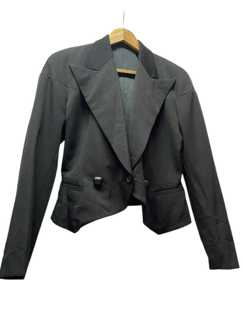 Issey Miyake Vintage 80s Issey Miyake Black Wool Cropped Jacket Blazer Size M / US 6-8 / IT 42-44 - 4 Thumbnail