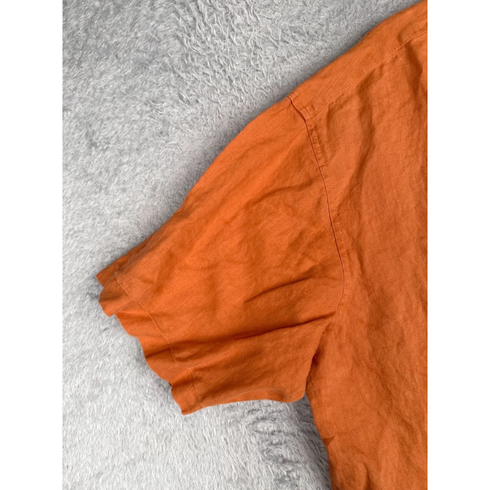 Vintage Linea Uomo Shirt Men XL Big & Tall Orange 100% Linen Hawaiian Button Up Short Sleeve Crew Neck? Size US XL / EU 56 / 4 - 3 Thumbnail