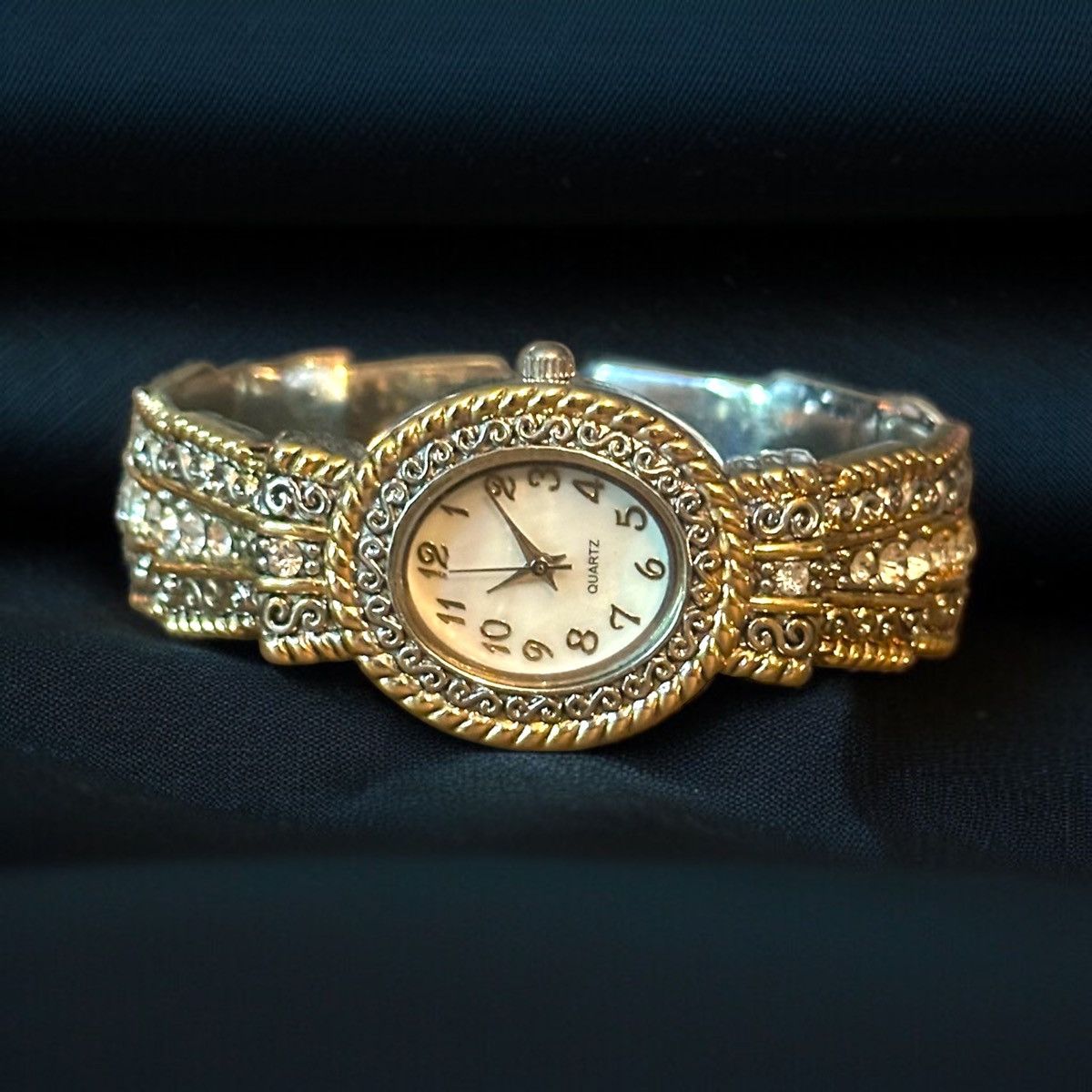 Vintage Vintage Accutime fancy two tone rhinestone cuff watch Size ONE SIZE - 1 Thumbnail