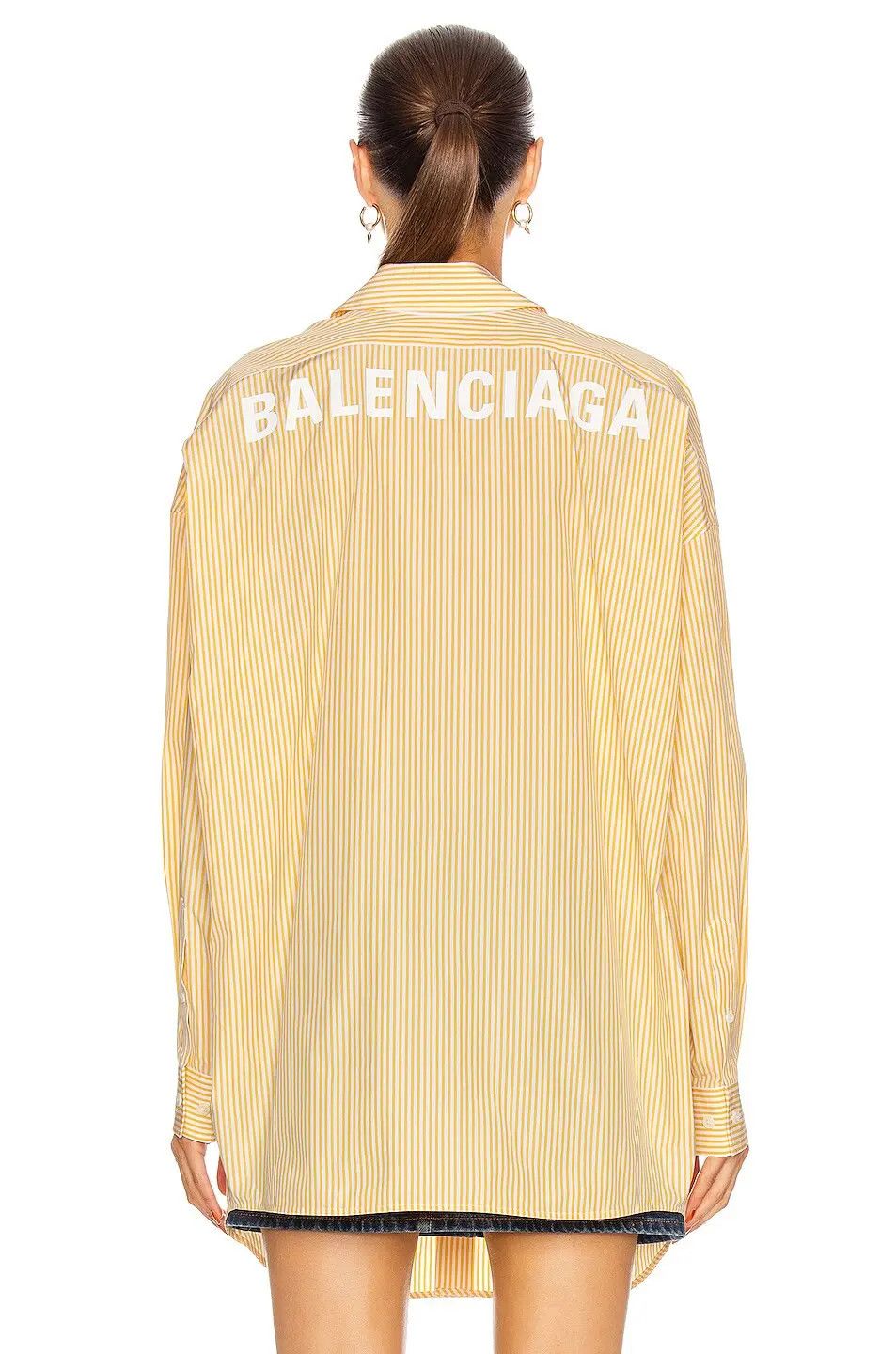 Balenciaga o1w1db11224 Cocoon Swing Shirt in Yellow/White Size S / US 4 / IT 40 - 1 Thumbnail
