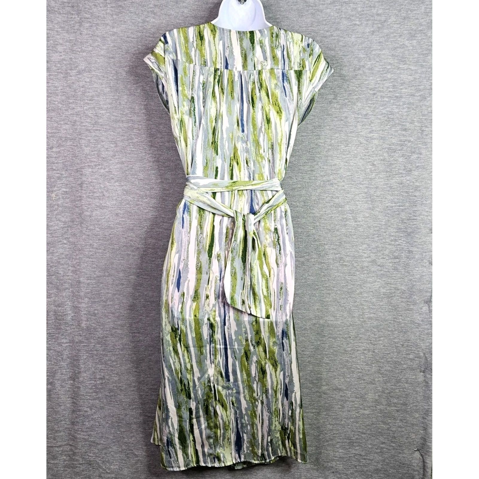 Banana Republic Banana Republic Women's XS Tall Maxi Dress Belted Multicolor Green Blue Abstract Sleeveless V-Neck A-Line All Season Dress New Size XS / US 0-2 / IT 36-38 - 2 Thumbnail