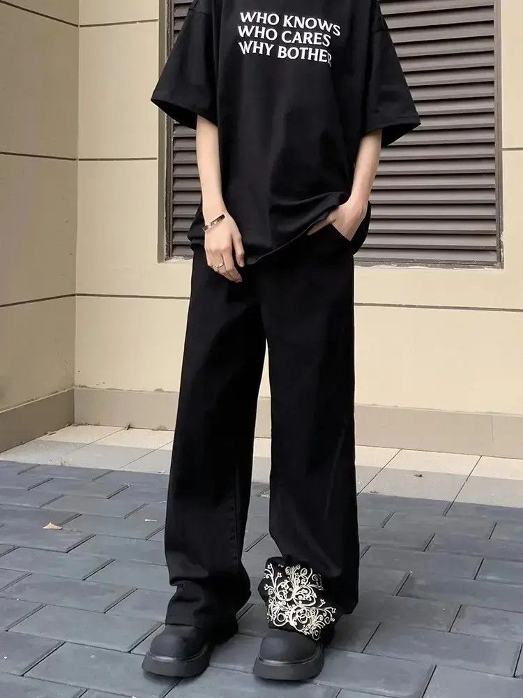 Japanese Brand Retro casual straight leg embroidered jeans Size US 32 / EU 48 - 1 Thumbnail