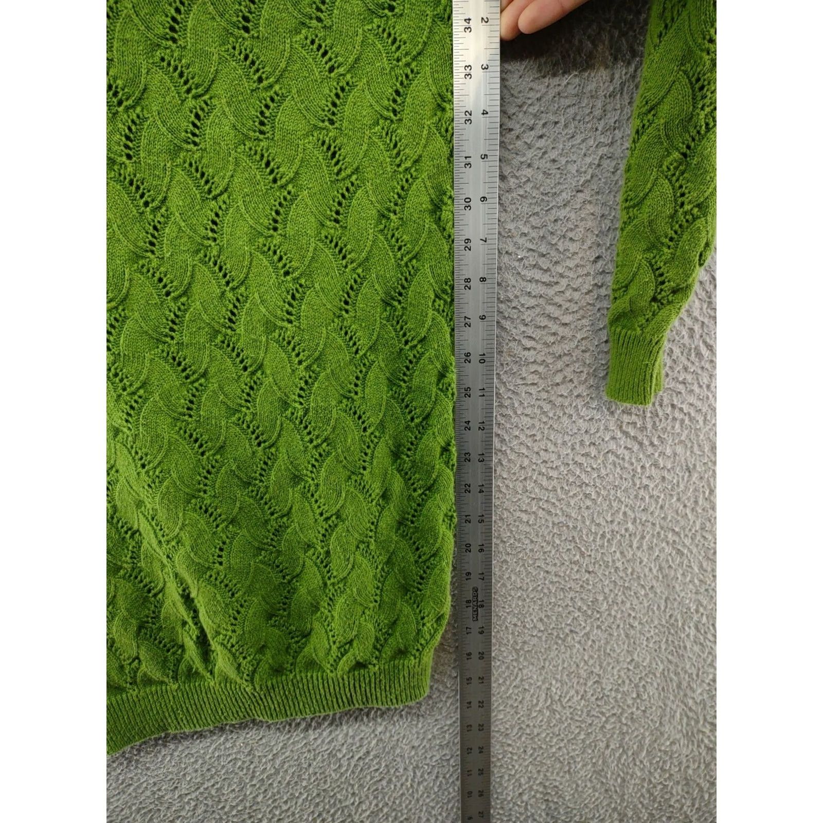 Vintage Vintage Roaman's Women's Crochet Open Knit Green Sweater M 90s Pullover Shirt Womens Size M / US 6-8 / IT 42-44 - 4 Thumbnail