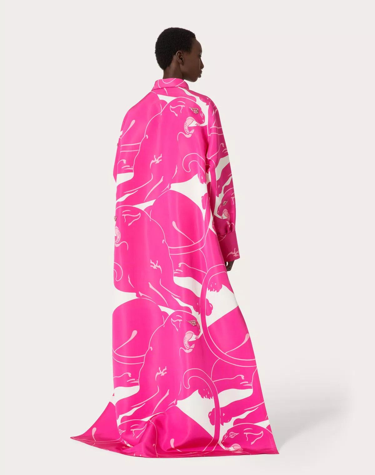 Valentino o1s1wg110625 Panther Faille Long Dress in Pink Size M / US 6-8 / IT 42-44 - 4 Thumbnail