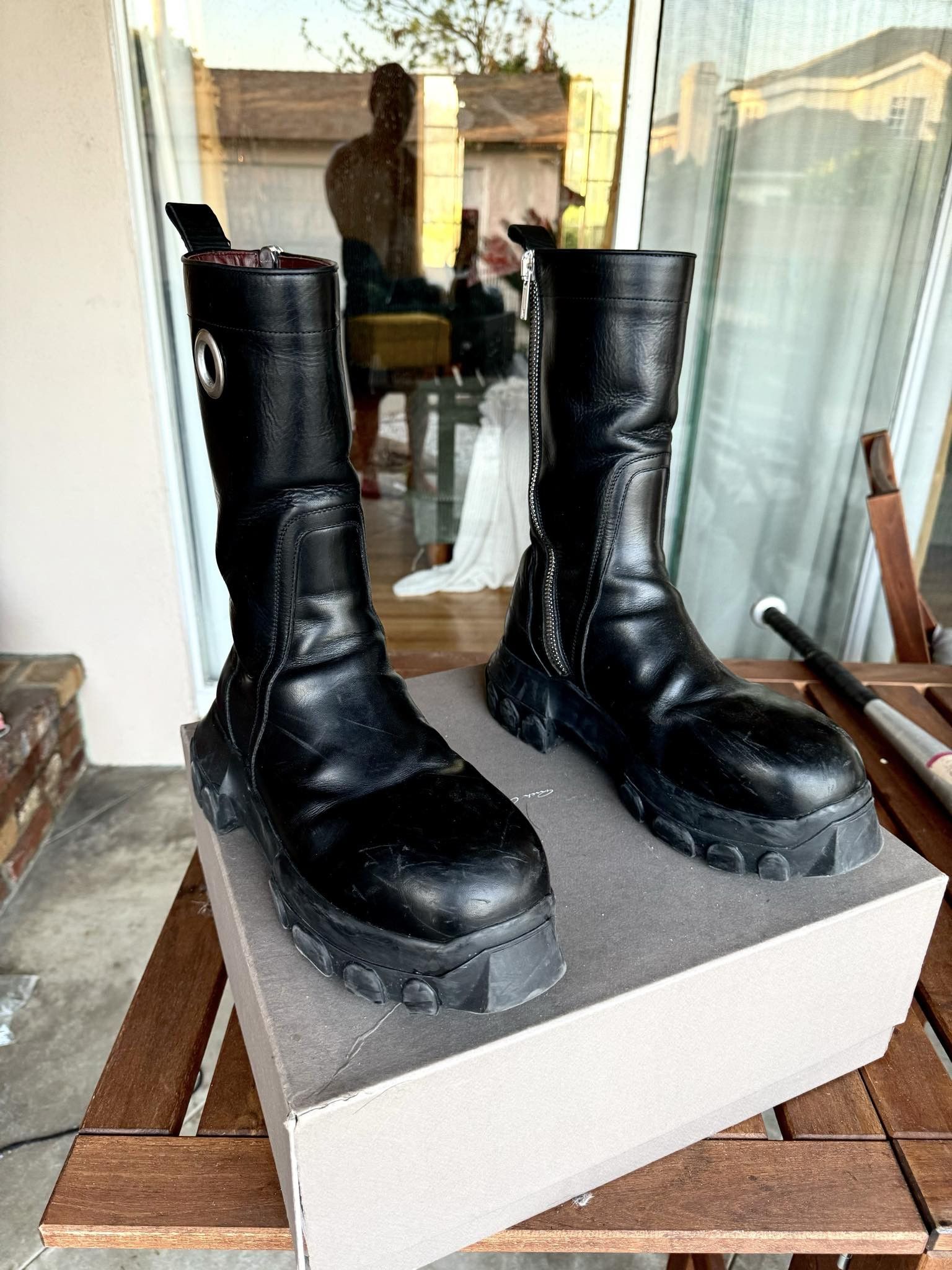 image of Rick Owens Fw21 Ring Sidezip Tractor Sz41 Fits Bigger Shoes in Black, Men's (Size 8)