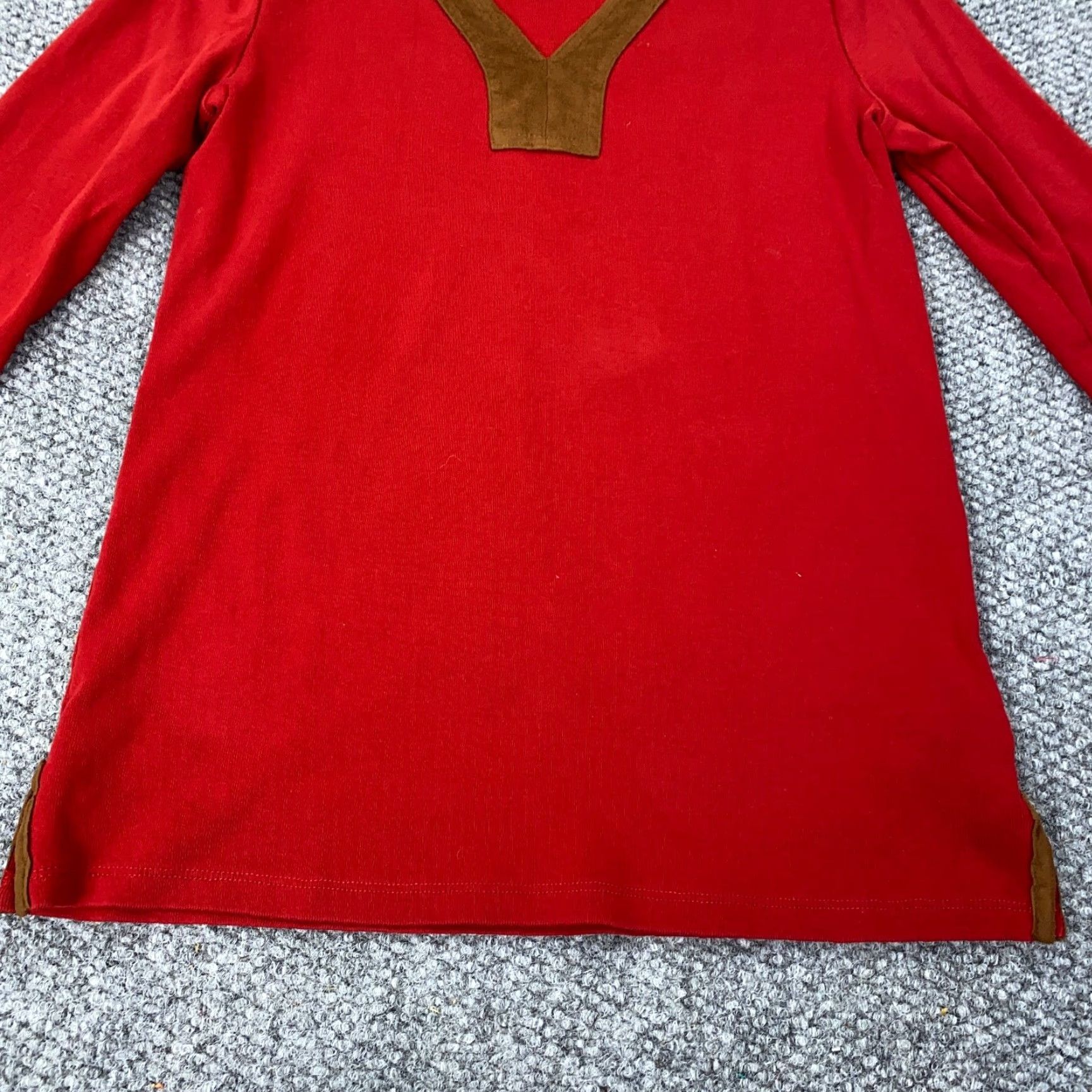 Ralph Lauren Lauren Ralph Lauren Womens Petite Small Red V-Neck Tunic 3/4 Sleeve Blouse Shirt Size S / US 4 / IT 40 - 6 Thumbnail