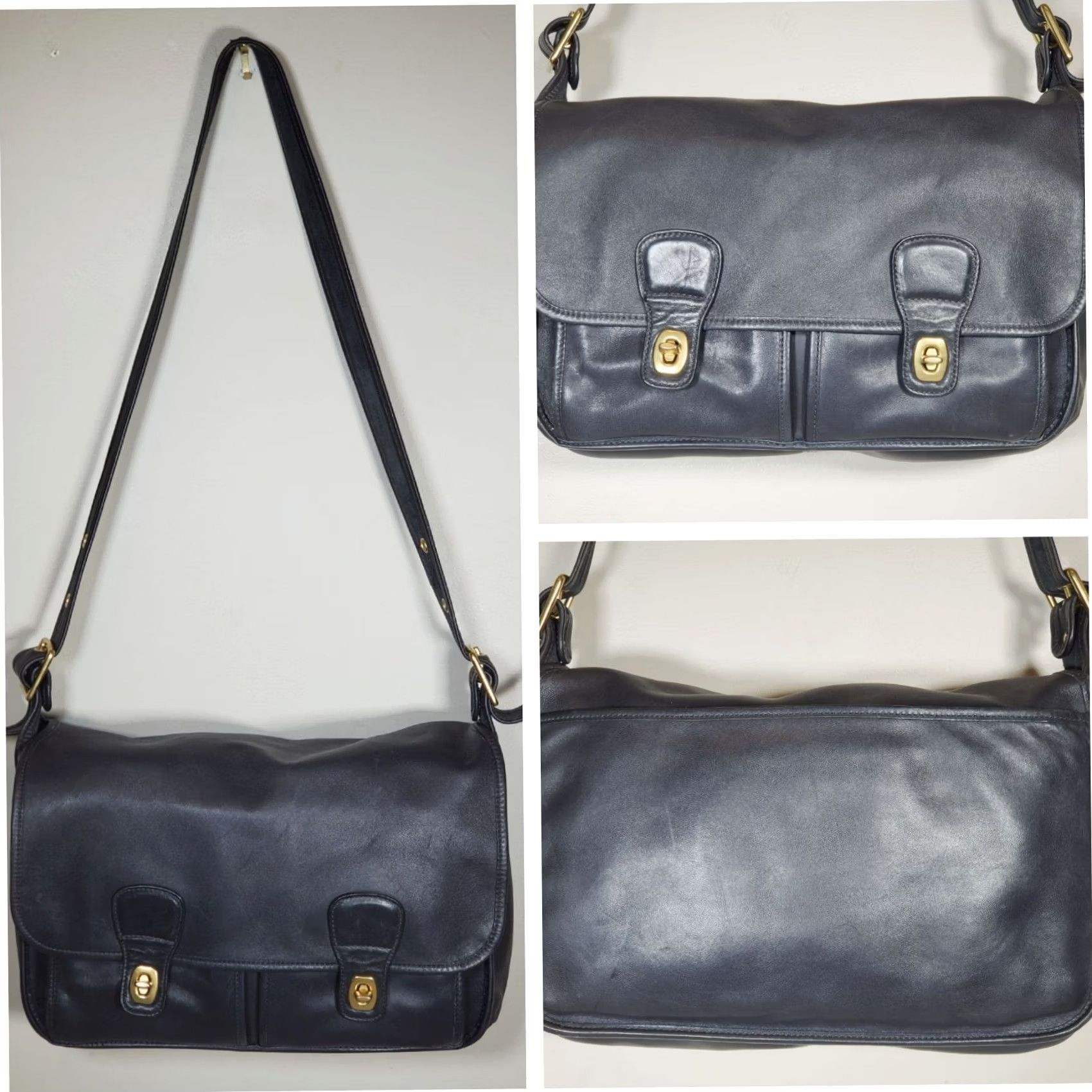 Coach VINTAGE Coach Limited Edition Reissue Field Bag 18000 Dark Navy Blue Leather Crossbody Women Medium Adjustable Strap Size ONE SIZE - 2 Thumbnail