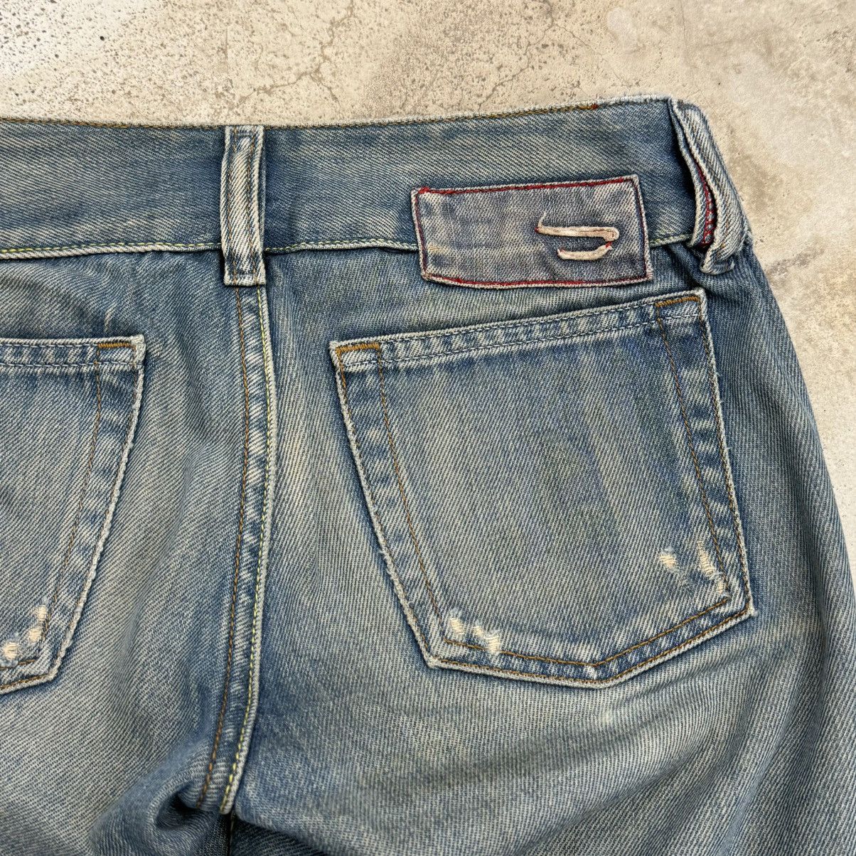 Diesel Diesel Industry Distressed Flare Bell Bottom Denim Pants Size 24" / US 00 / IT 34 - 16 Thumbnail
