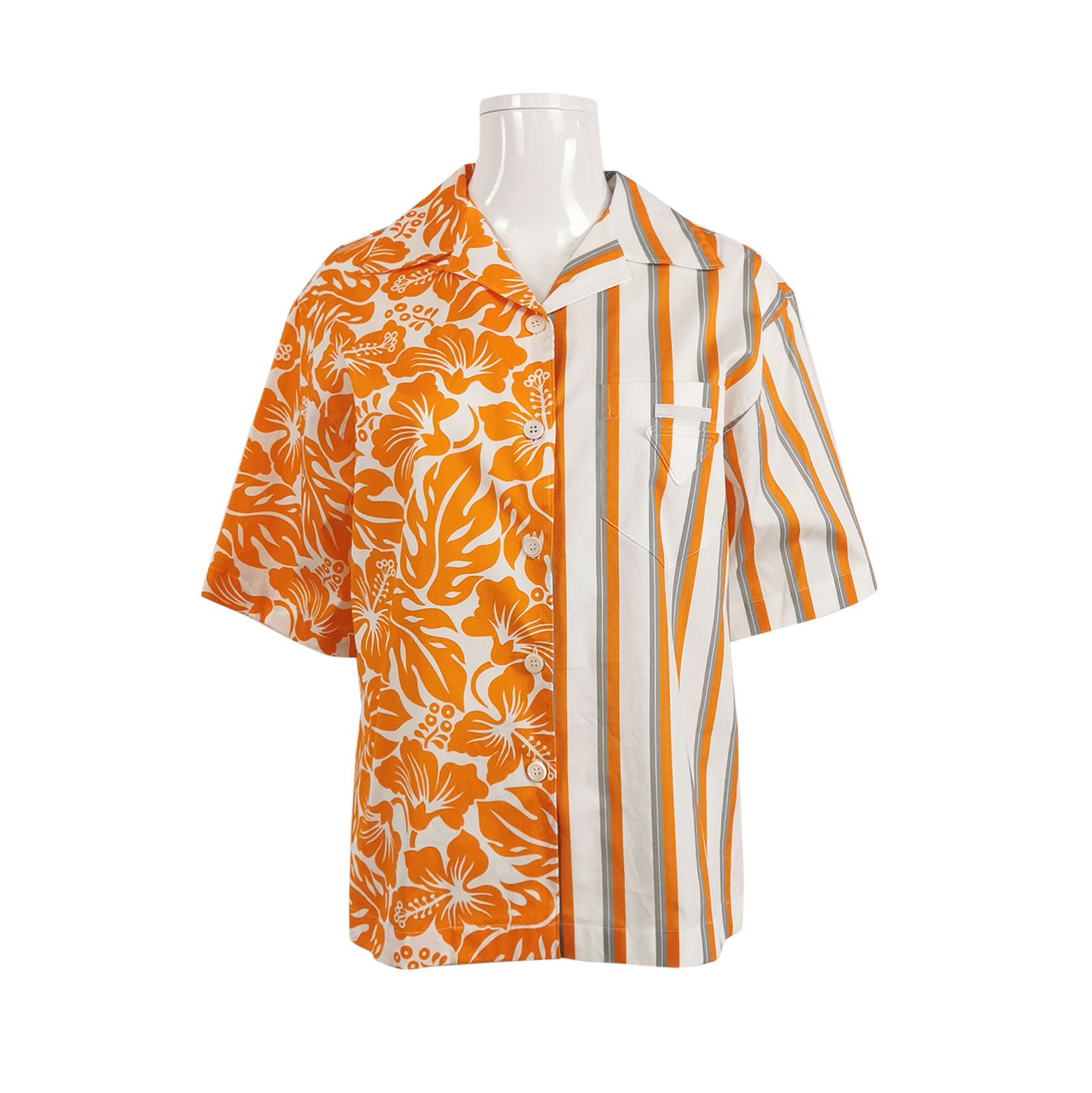 Prada Prada Color-Block Cotton Shirt for Women 0089 Size XS / US 0-2 / IT 36-38 - 1 Thumbnail