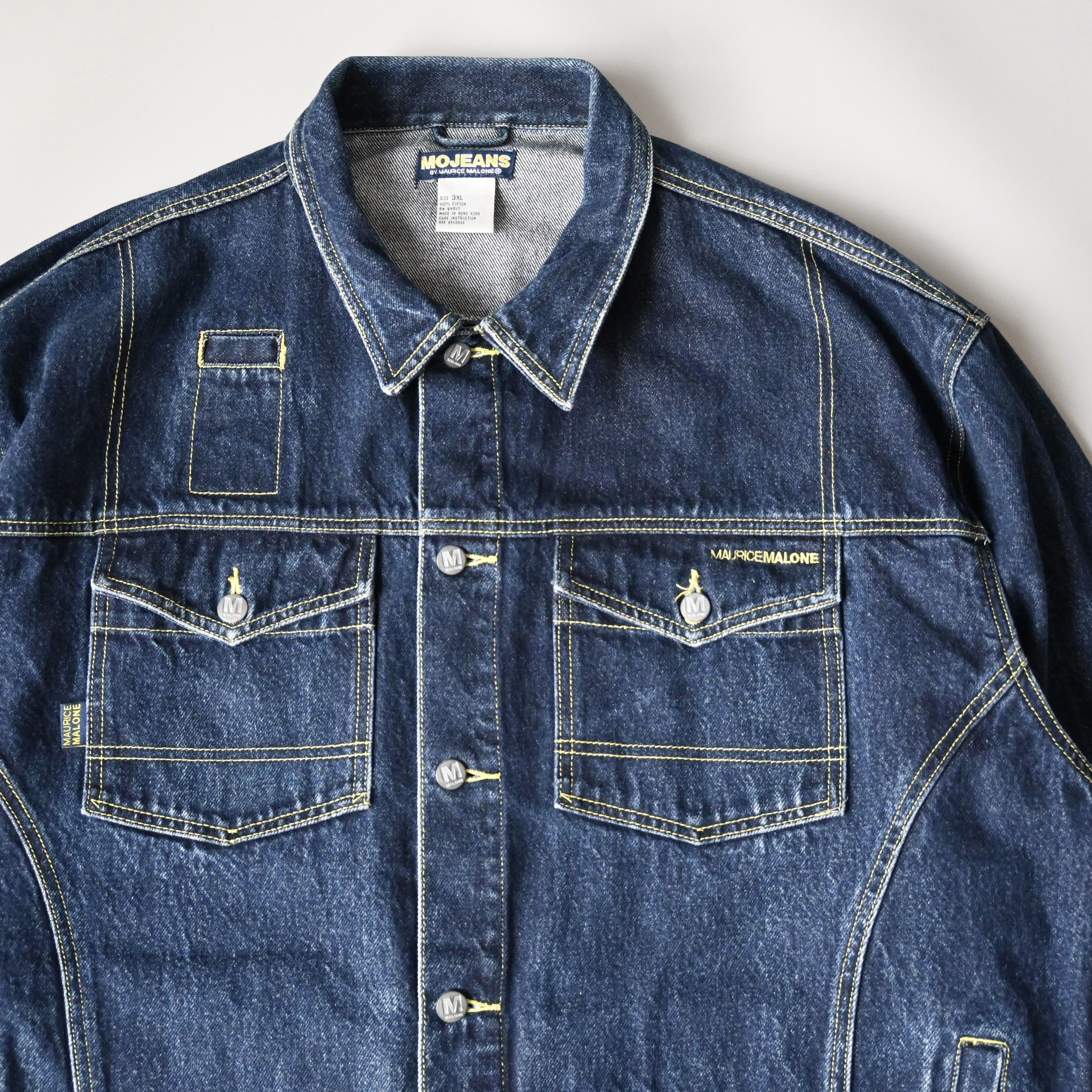 Vintage VTG MO JEANS by Maurice Malone reflective logo denim trucker Size US XXL / EU 58 / 5 - 4 Thumbnail
