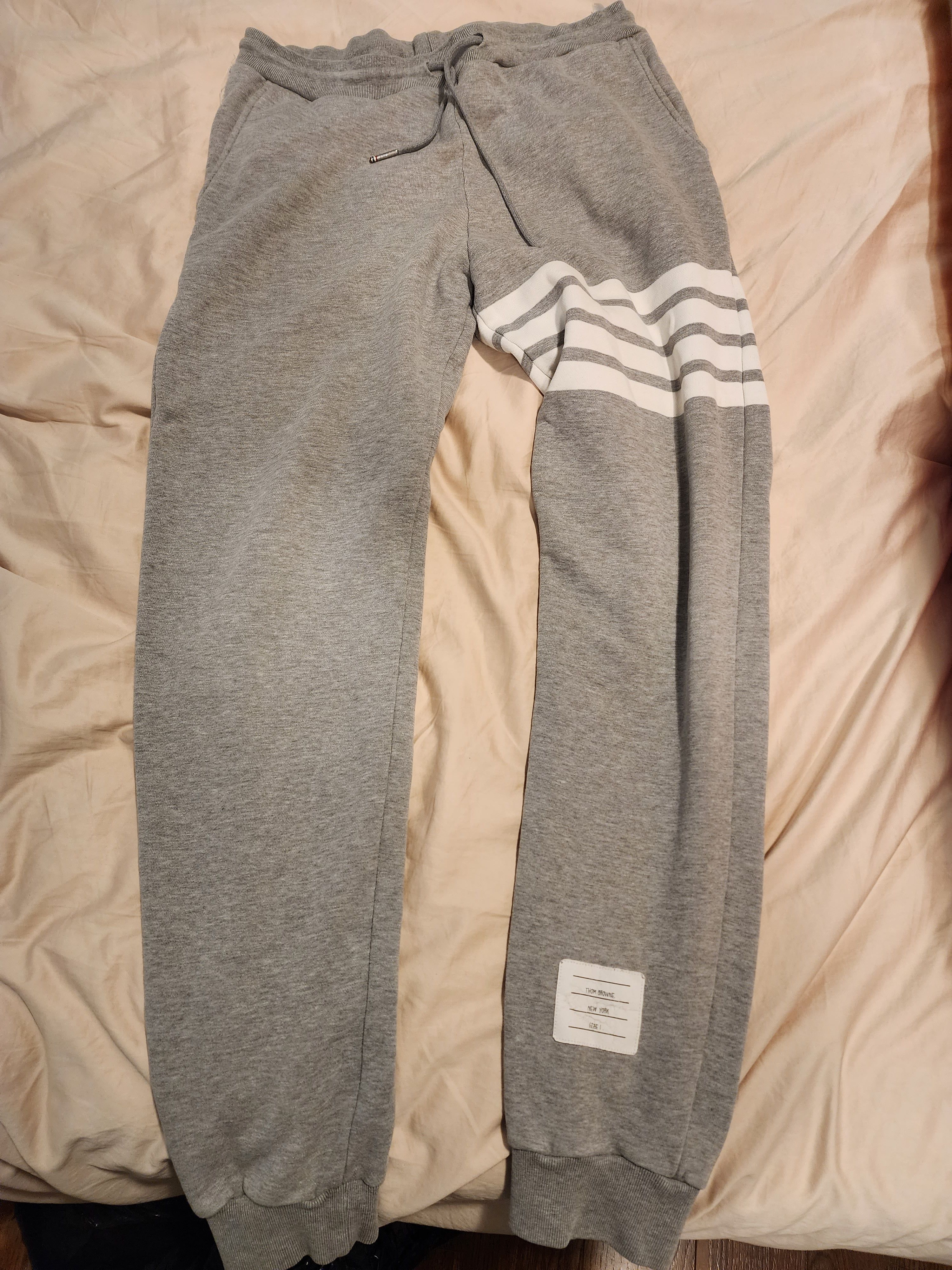 image of Thom Browne Jersey 4 Bar Sweatpants Size 1 in Grey, Men's