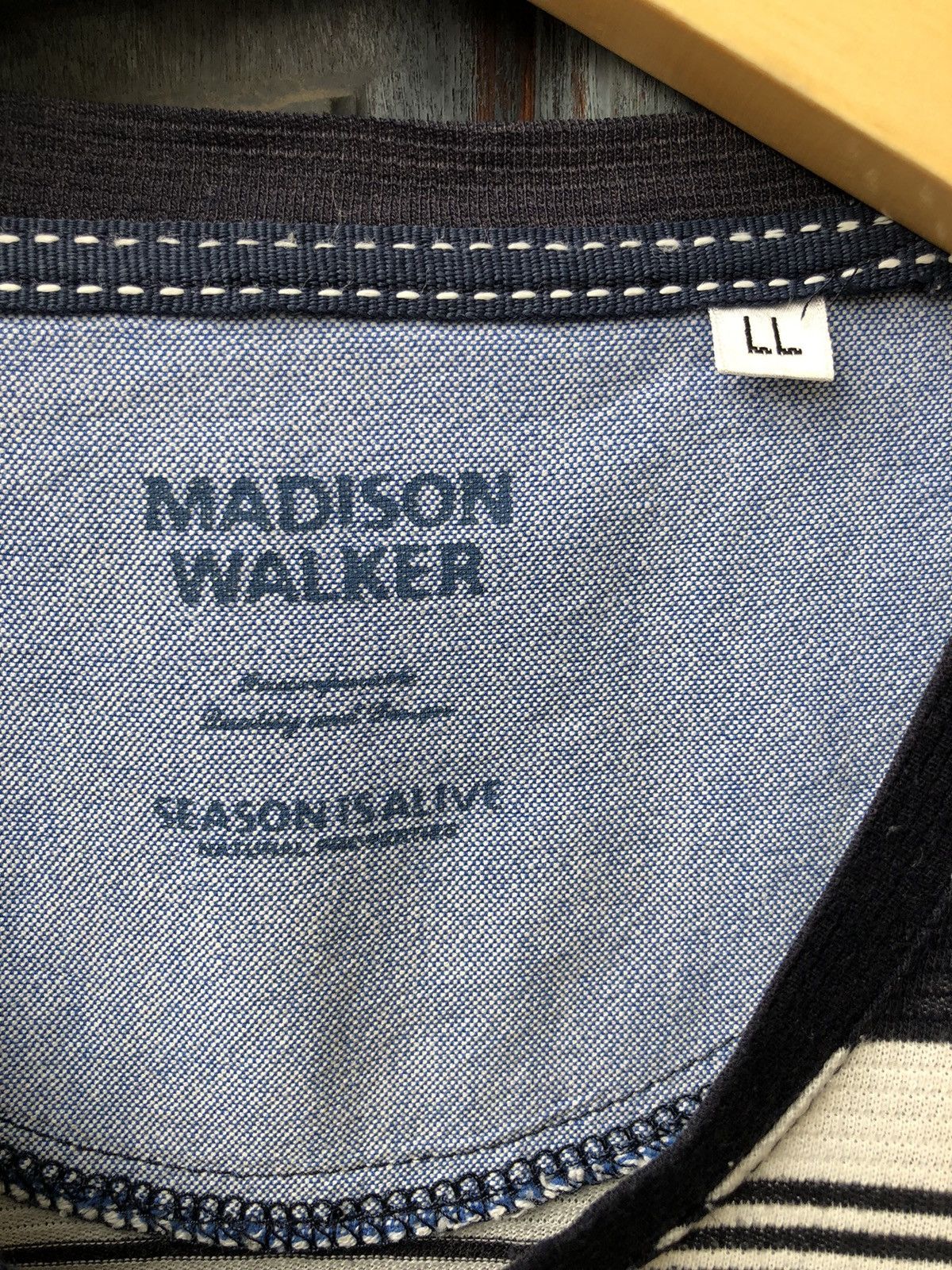Japanese Brand Madison Walker Stripes Double Layer Pocket, Chill and Enjoy Size US XL / EU 56 / 4 - 8 Thumbnail
