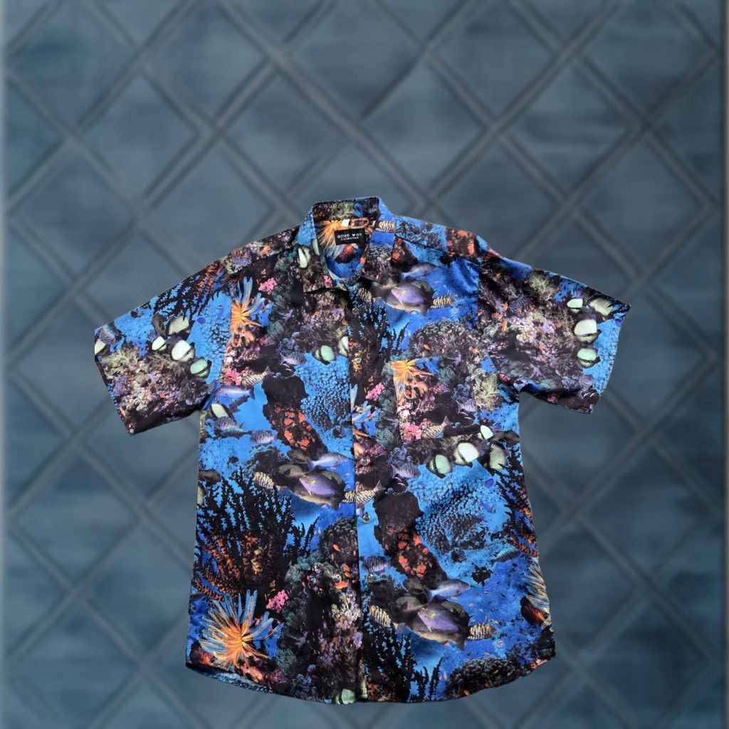 REEF VINTAGE Allen Wah Shirt Medium Mens Button Up Coral Reef Aquarium Print USA 90s Size US M / EU 48-50 / 2 - 1 Thumbnail