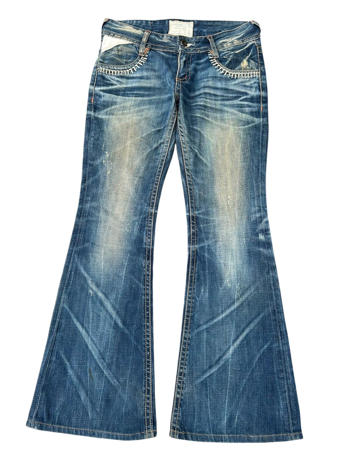 Kapital Flare Yoshitomo Nara Lolita Vintage Distressed Denim Jeans Size US 33 - 3 Thumbnail
