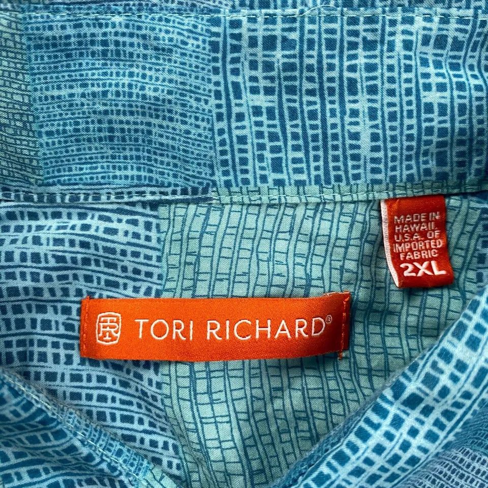 Tori Richard Tori Richard Shirt Adults 2XL Blue Hawaiian Geometric Lawn Size US XXL / EU 58 / 5 - 3 Thumbnail