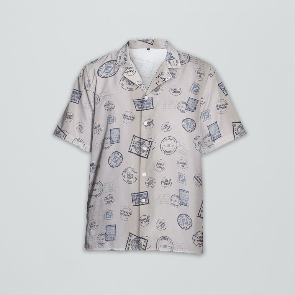 Designer White Printed Shirt Size US L / EU 52-54 / 3 - 1 Thumbnail