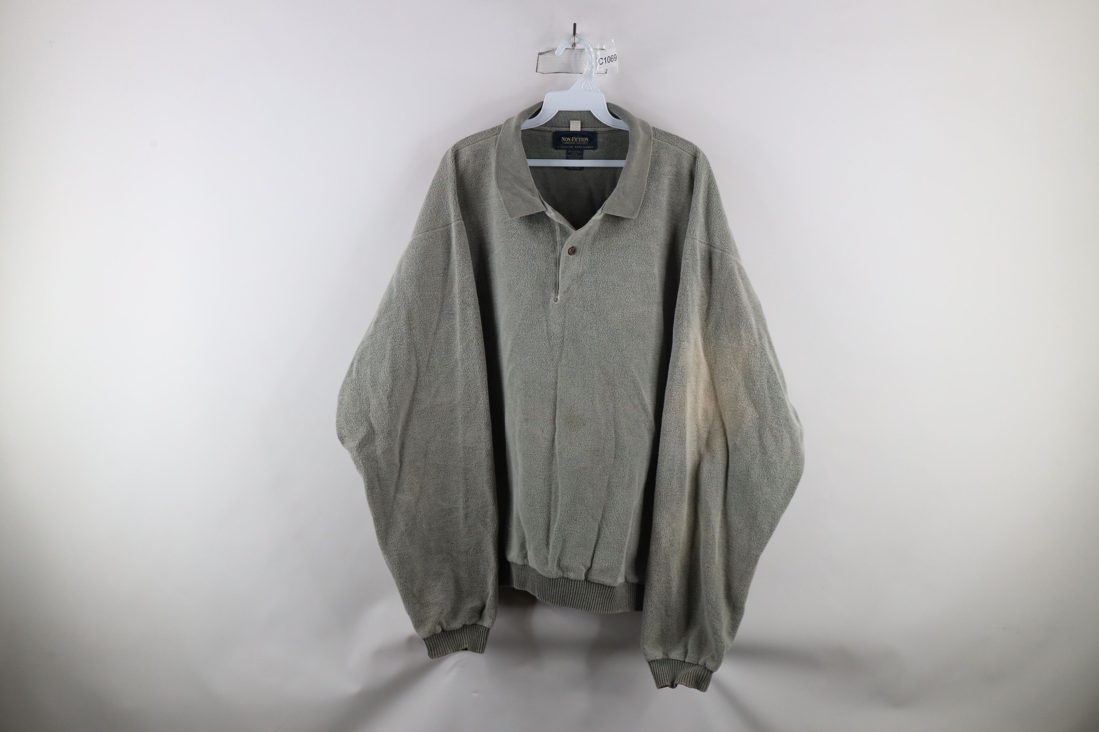 Vintage Vintage 90s Streetwear Stonewash Fleece Collared Sweatshirt Size US XXL / EU 58 / 5 - 1 Thumbnail