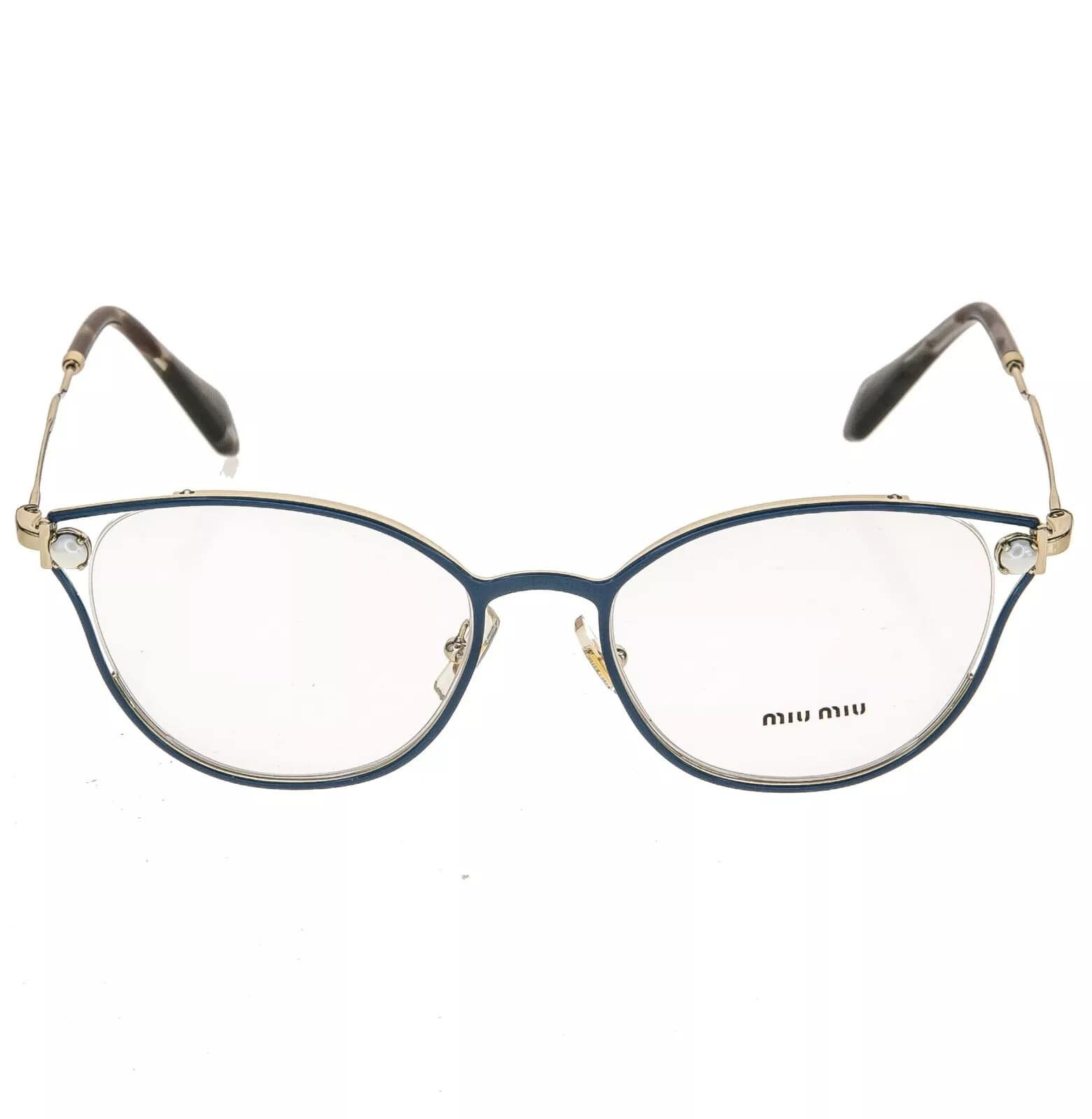 Miu Miu MIU MIU Pearl Stud 53Q Gold Metal Blue 52mm Optical MU53QV Size ONE SIZE - 10 Thumbnail