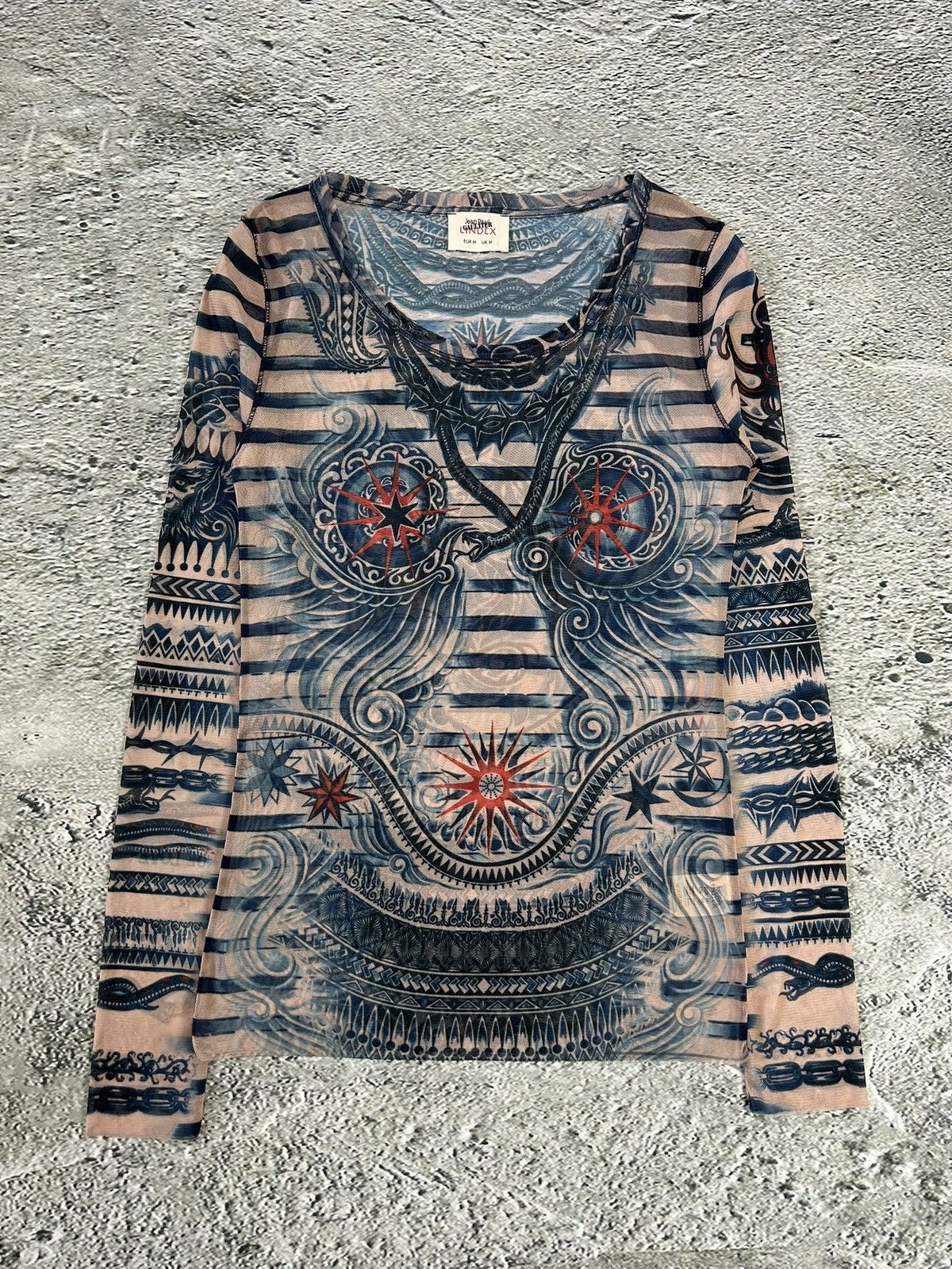 Jean Paul Gaultier Jean Paul Gaultier Lindex Tattoo Mesh Top longsleeve blouse Size M / US 6-8 / IT 42-44 - 1 Thumbnail