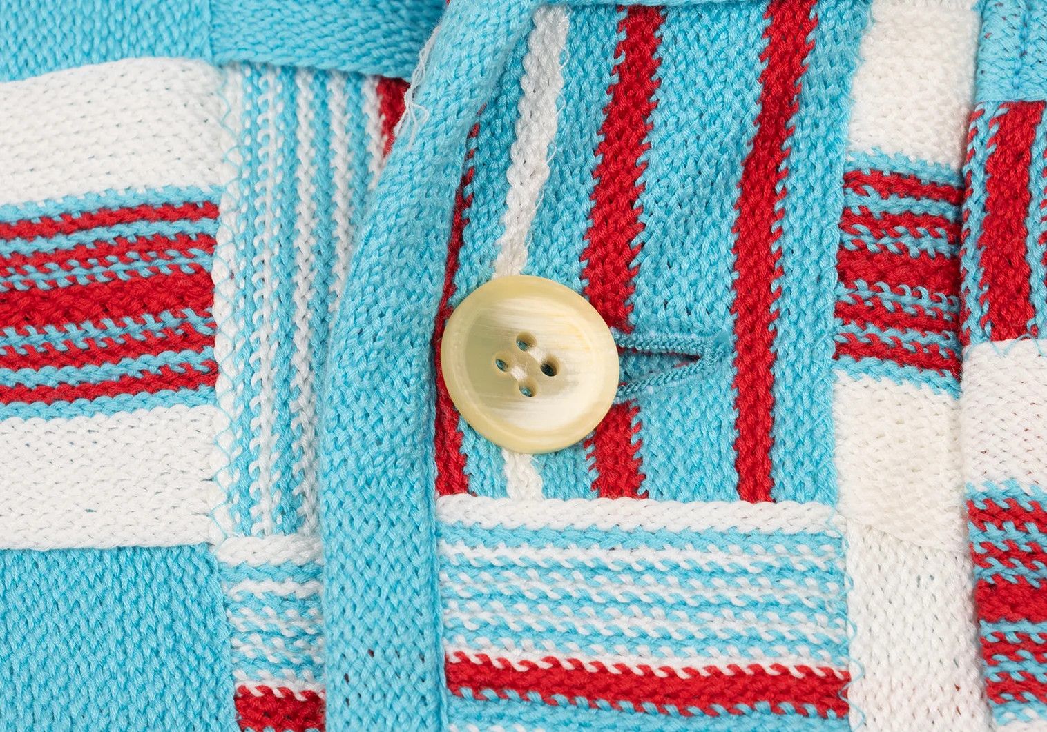 Issey Miyake Cotton Stripe Knit Patchwork Design Jacket in White and Blue Size US XL / EU 56 / 4 - 8 Thumbnail