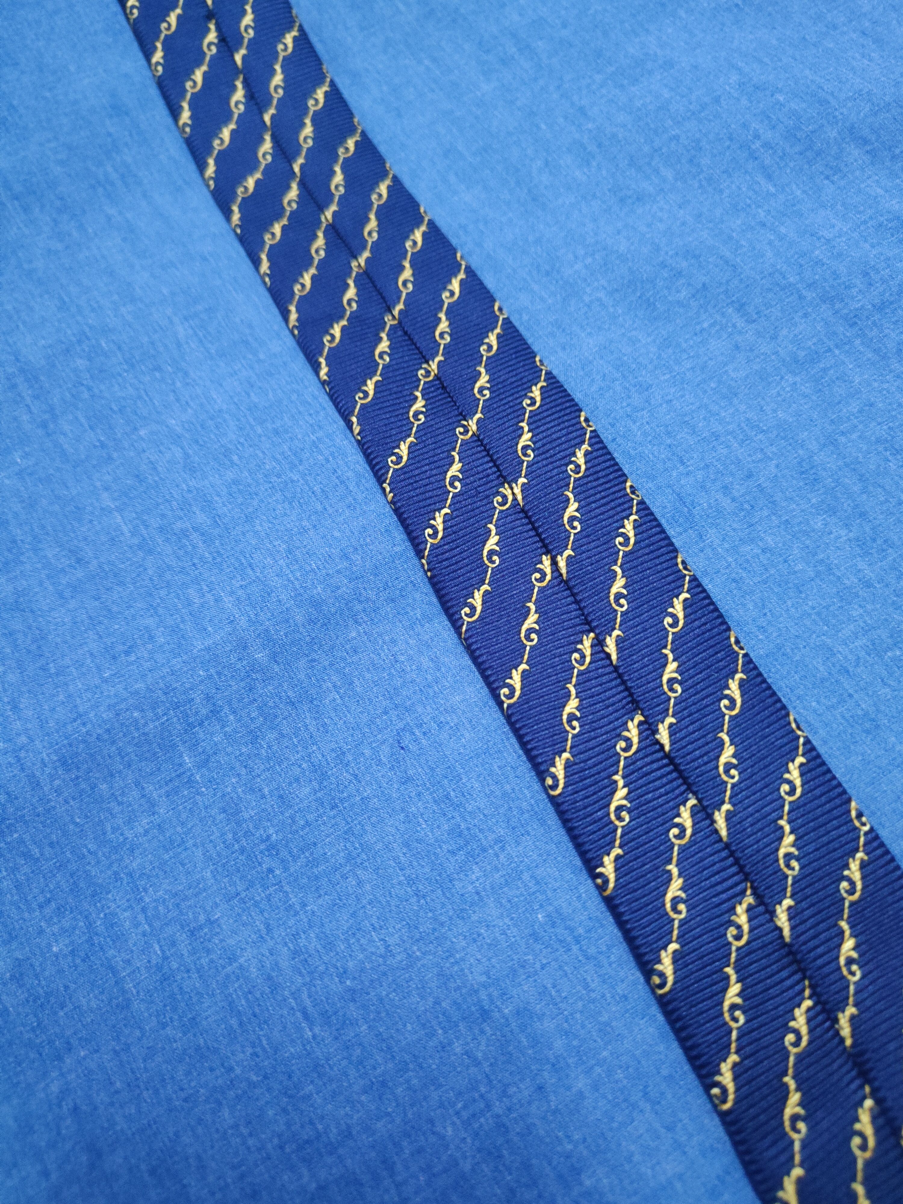 Versace × Vintage Versace silk Navy Zebra Ties #W1975 Size ONE SIZE - 7 Thumbnail