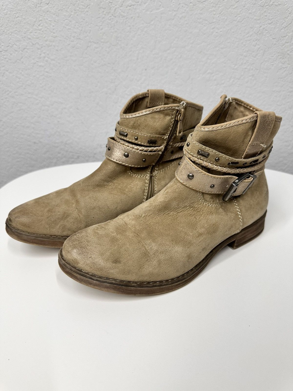 A.S.98 WOW😻 A.S.98 BEIGE LEATHER ANKLE WESTERN VINTAGE ISSEY MIYAKE Size US 9 / IT 39 - 5 Thumbnail