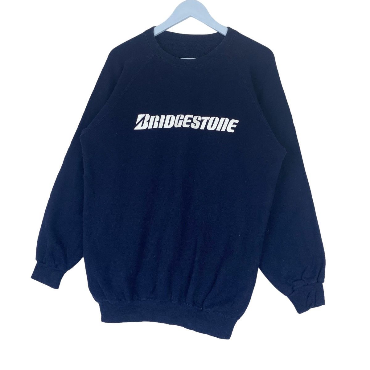 Designer × Vintage Bridgestone Sweatshirt Crewneck Navy Blue Pullover Jumper Size US L / EU 52-54 / 3 - 3 Thumbnail