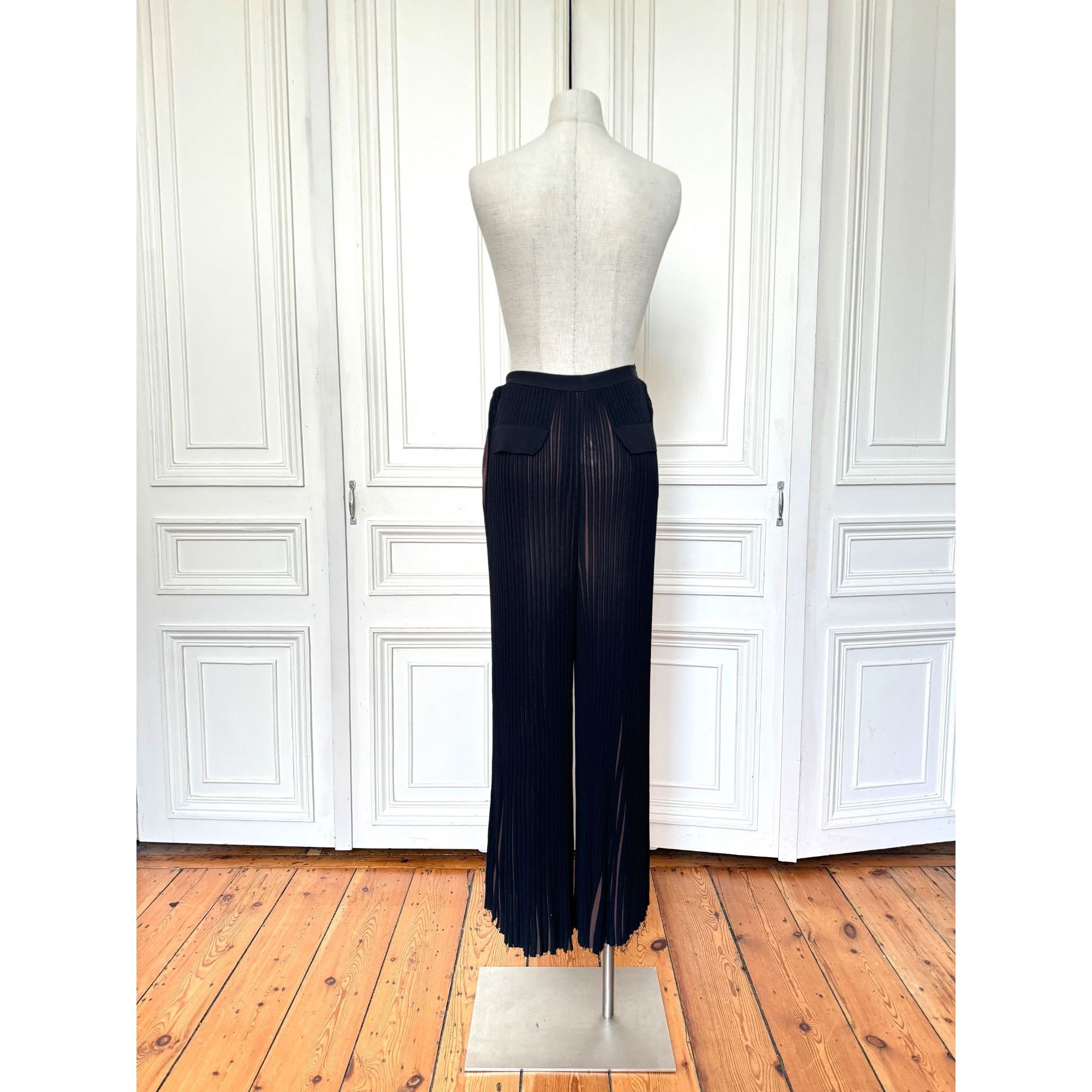 Celine Celine By Phoebe Philo Pre Fall 2015 Wide Pleated Black Bro Size 26" / US 2 / IT 38 - 5 Thumbnail