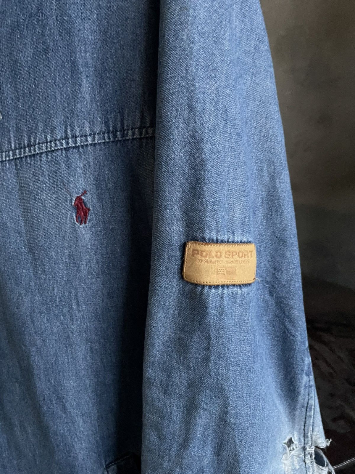 Polo Ralph Lauren Polo Ralph Lauren Active Hoodie Denim Jacket Distressed Size US XL / EU 56 / 4 - 12 Thumbnail