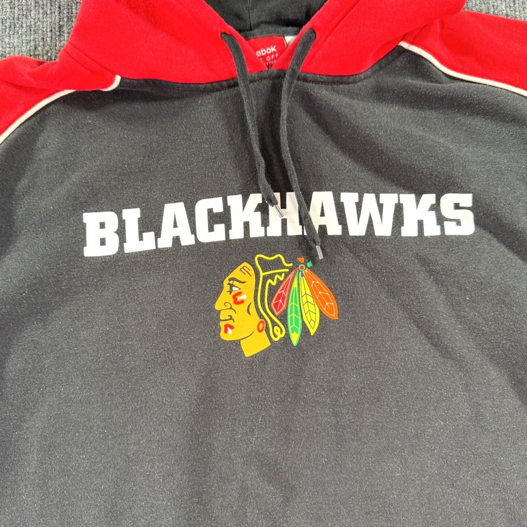 Reebok VINTAGE Reebok Chicago Blackhawks Hoodie Mens L Black Red NHL Hockey Sweatshirt Size US L / EU 52-54 / 3 - 2 Thumbnail