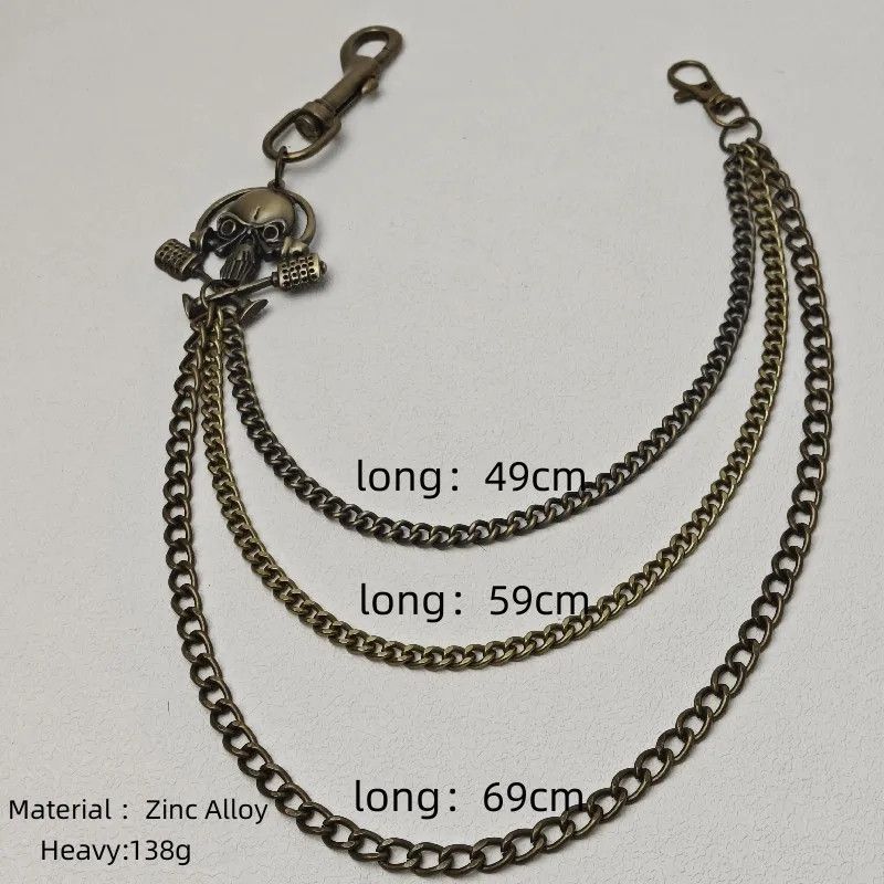 Vintage Retro Style DJ Ghost Skull Head Metal Jeans Chain Size ONE SIZE - 7 Thumbnail