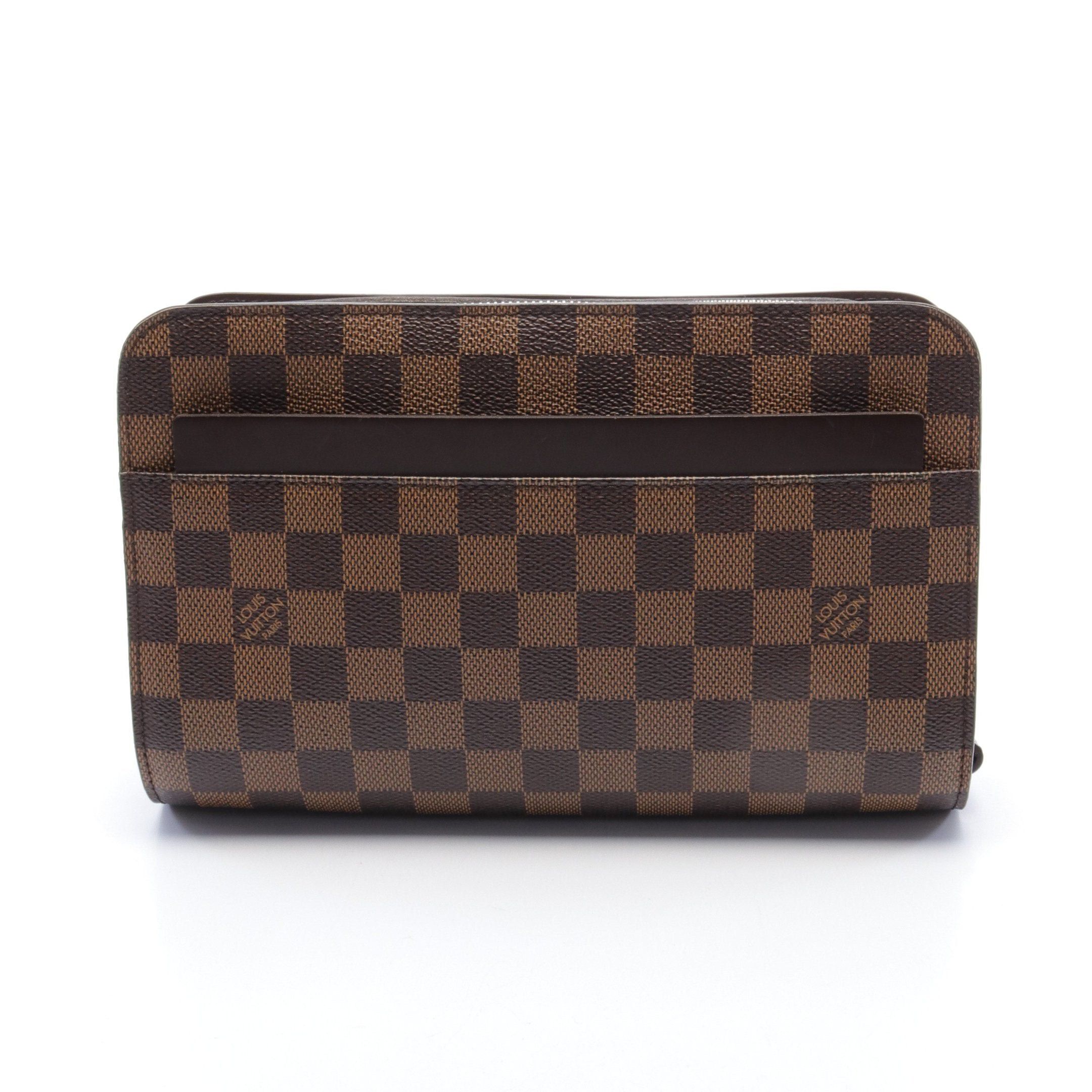 image of Louis Vuitton Saint Louis Damier Ebene Clutch Bag Second Bag Pvc Leather Brown, Men's