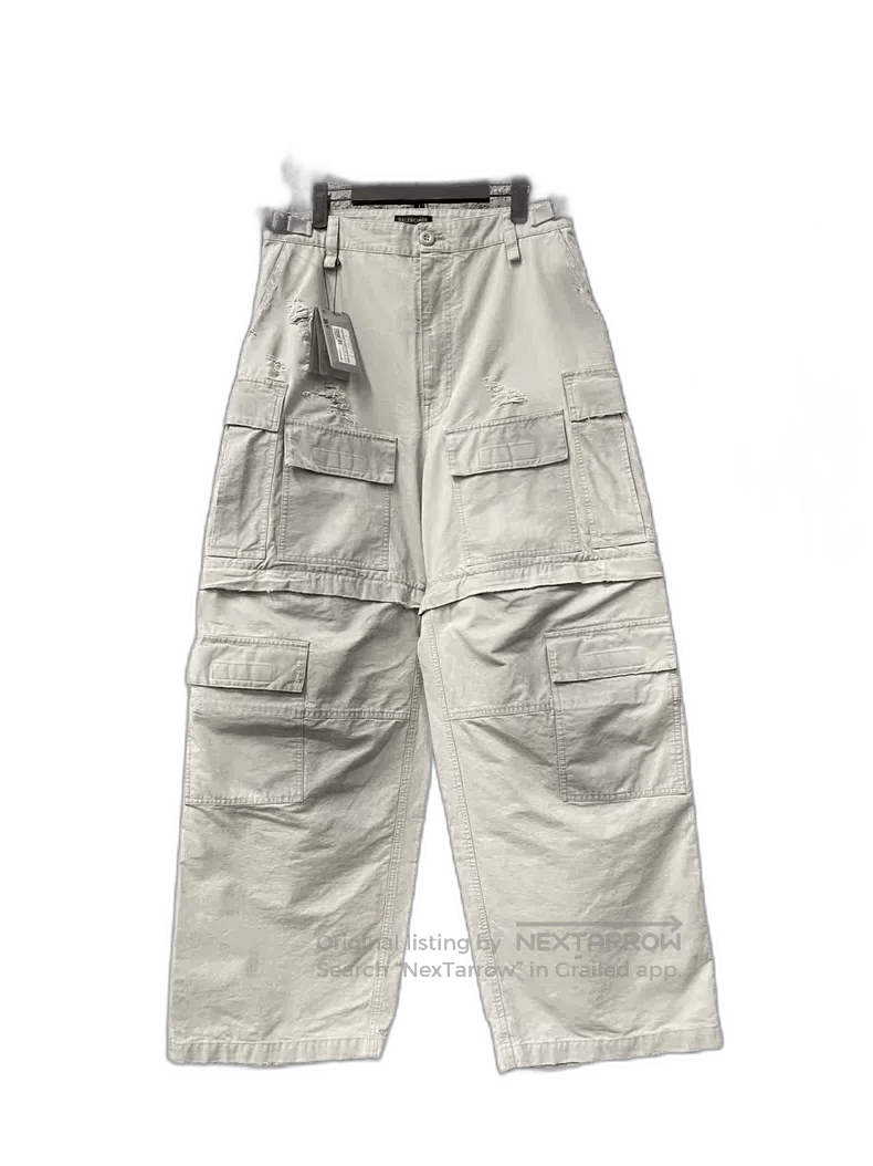 Balenciaga Balenciaga White Distressed Cargo Work Pants. Size US 44 / EU 60 - 1 Thumbnail