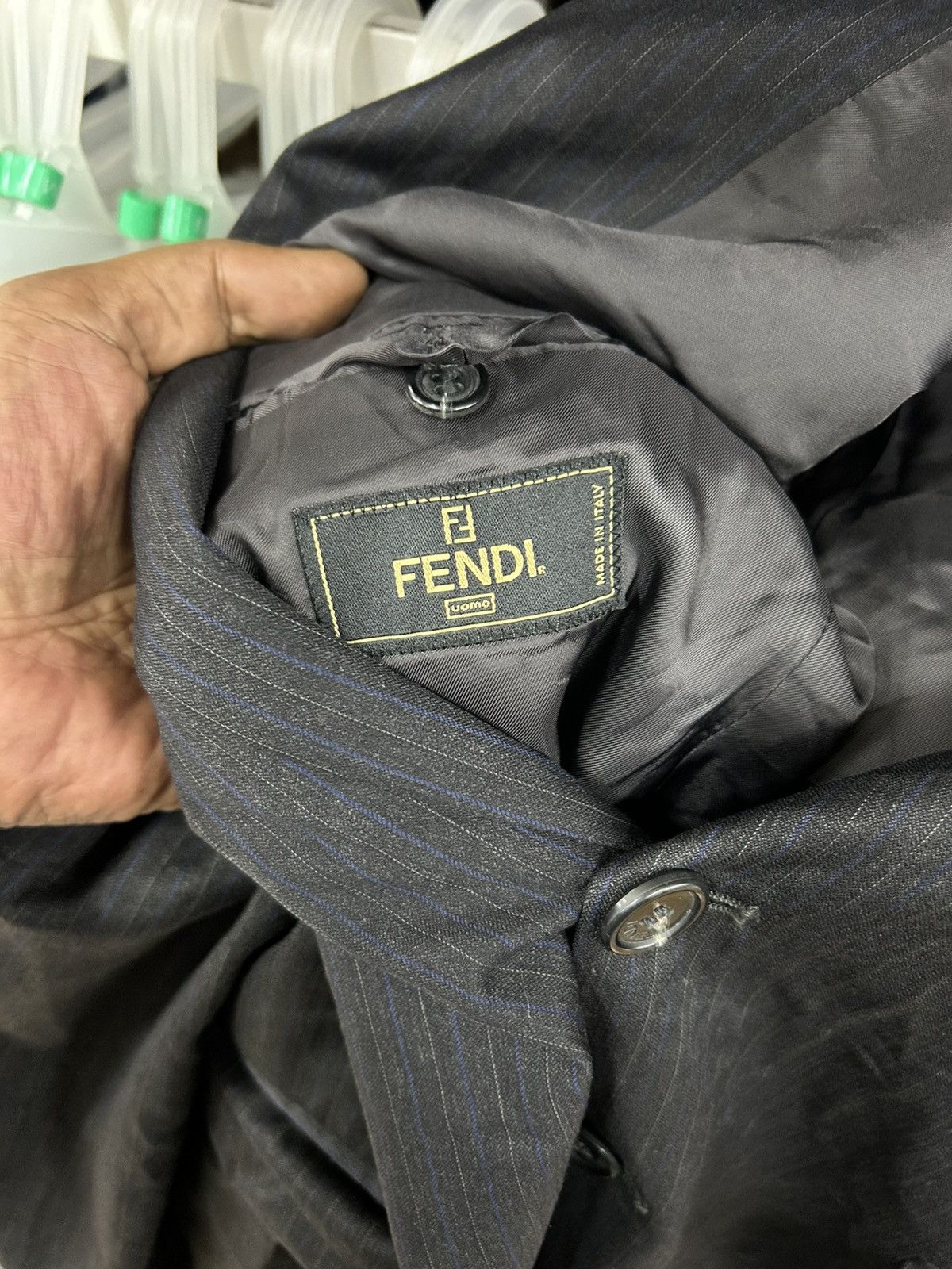 Fendi 90s Uomo Striped Wool Linen Blazer Size 52R - 16 Thumbnail