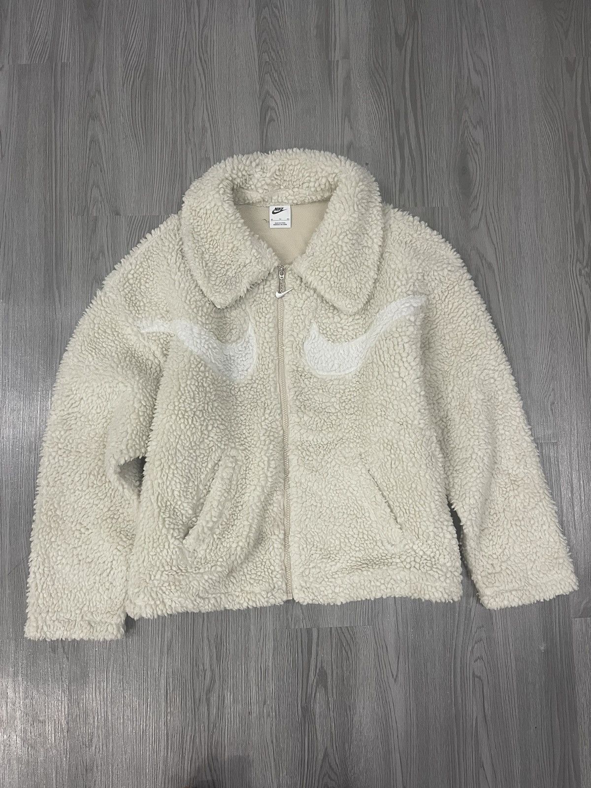 Nike Sherpa Chest Swoosh Cropped Jacket Size XL / US 12-14 / IT 48-50 - 2 Thumbnail
