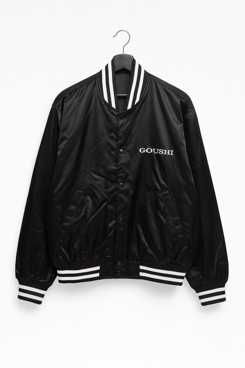Vintage Vintage Goushi Black Nylon Varsity Jacket – Retro Japanese Size US L / EU 52-54 / 3 - 1 Thumbnail