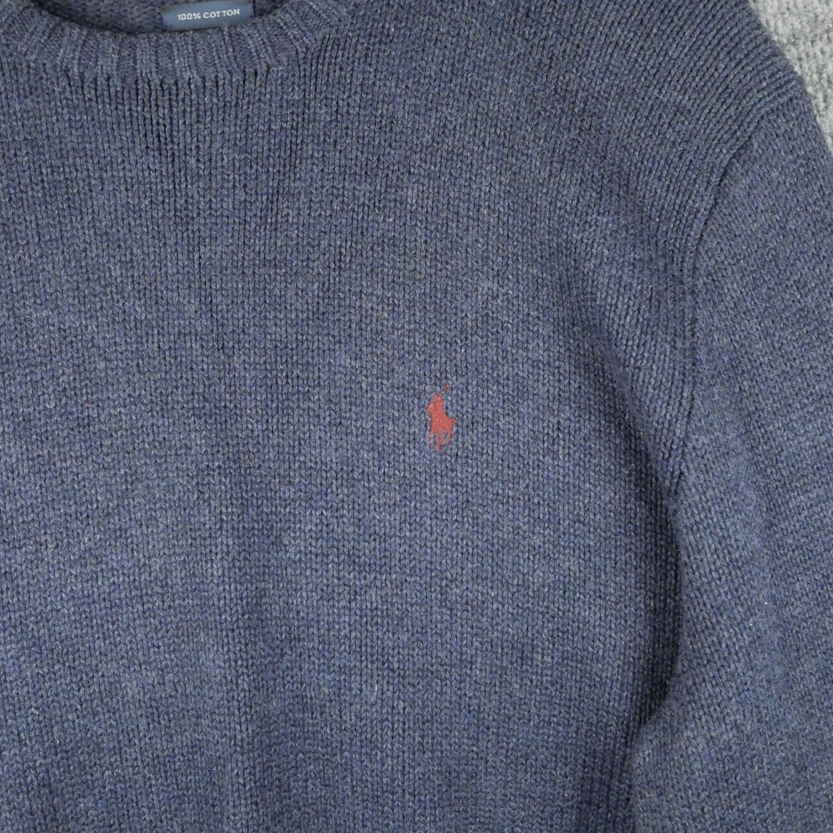 Polo Ralph Lauren VINTAGE Polo Ralph Lauren Sweater Mens L Blue Cotton Knit Crewneck 90s Size US L / EU 52-54 / 3 - 2 Thumbnail