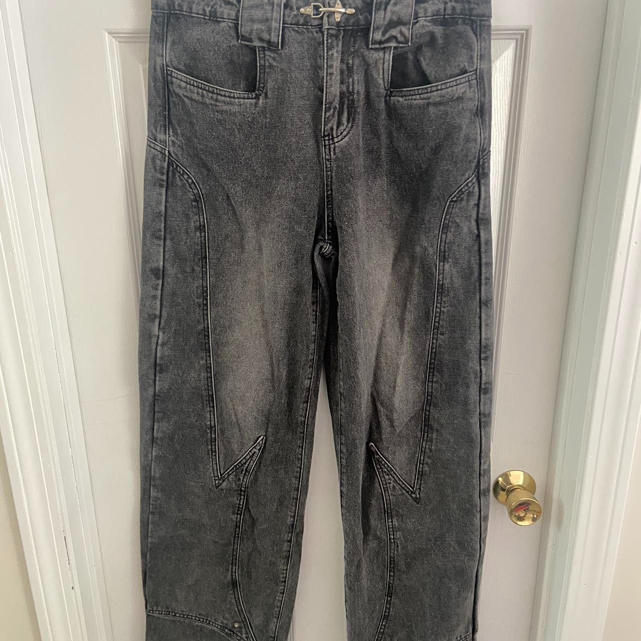 image of Avant Garde Fine Culture 'ebony' Stoned Washed Wide-Leg Denim in Ash Gray, Men's (Size 32)