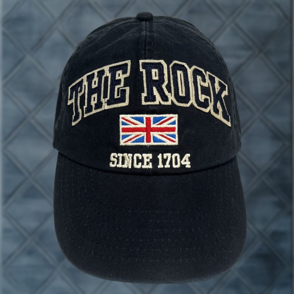 Vintage Top of the Rock The Rock Hat Cap United Kingdom UK Flag Navy Blue Adjustable Adult Mens Baseball Cap Size ONE SIZE - 1 Thumbnail