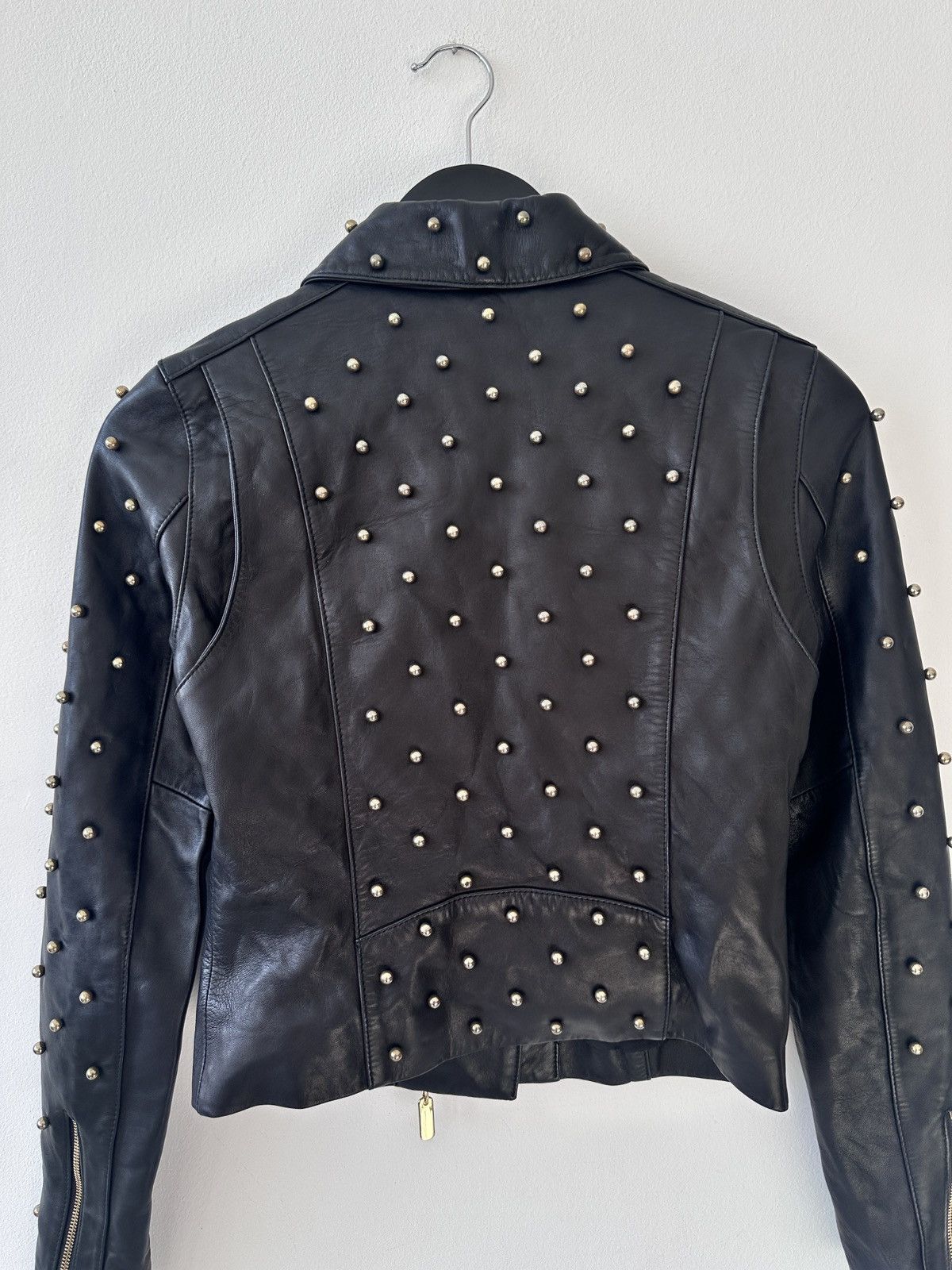 Thomas Wylde THOMAS WYLDE Leather Studded Biker Jacket Gold Tone Hardware Size XS / US 0-2 / IT 36-38 - 14 Thumbnail