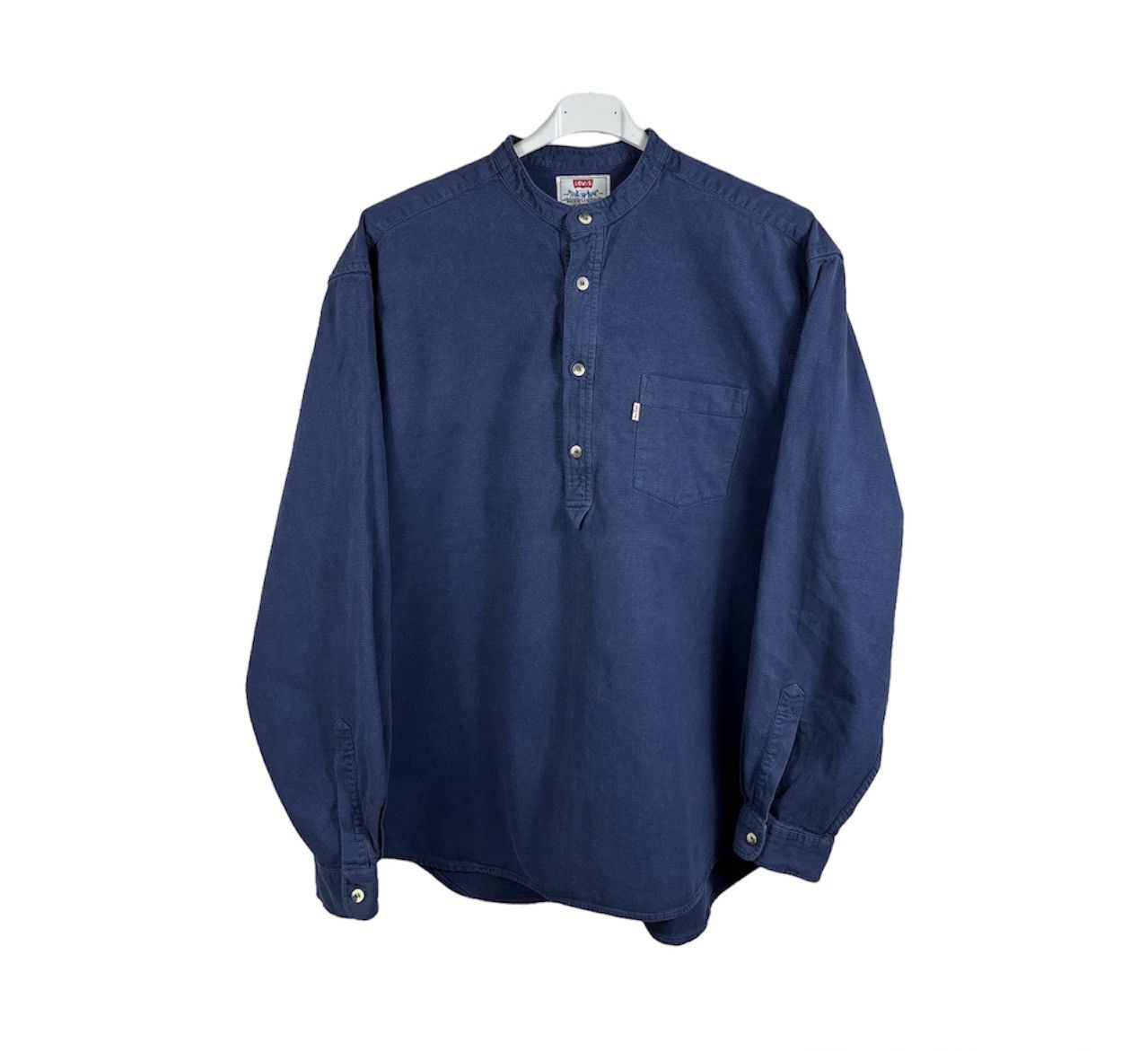 Image of Levis x Levis Vintage Clothing Vintage 90's Levi’S Half Button Long Sleeve Shirt Navy Pocket (Size 