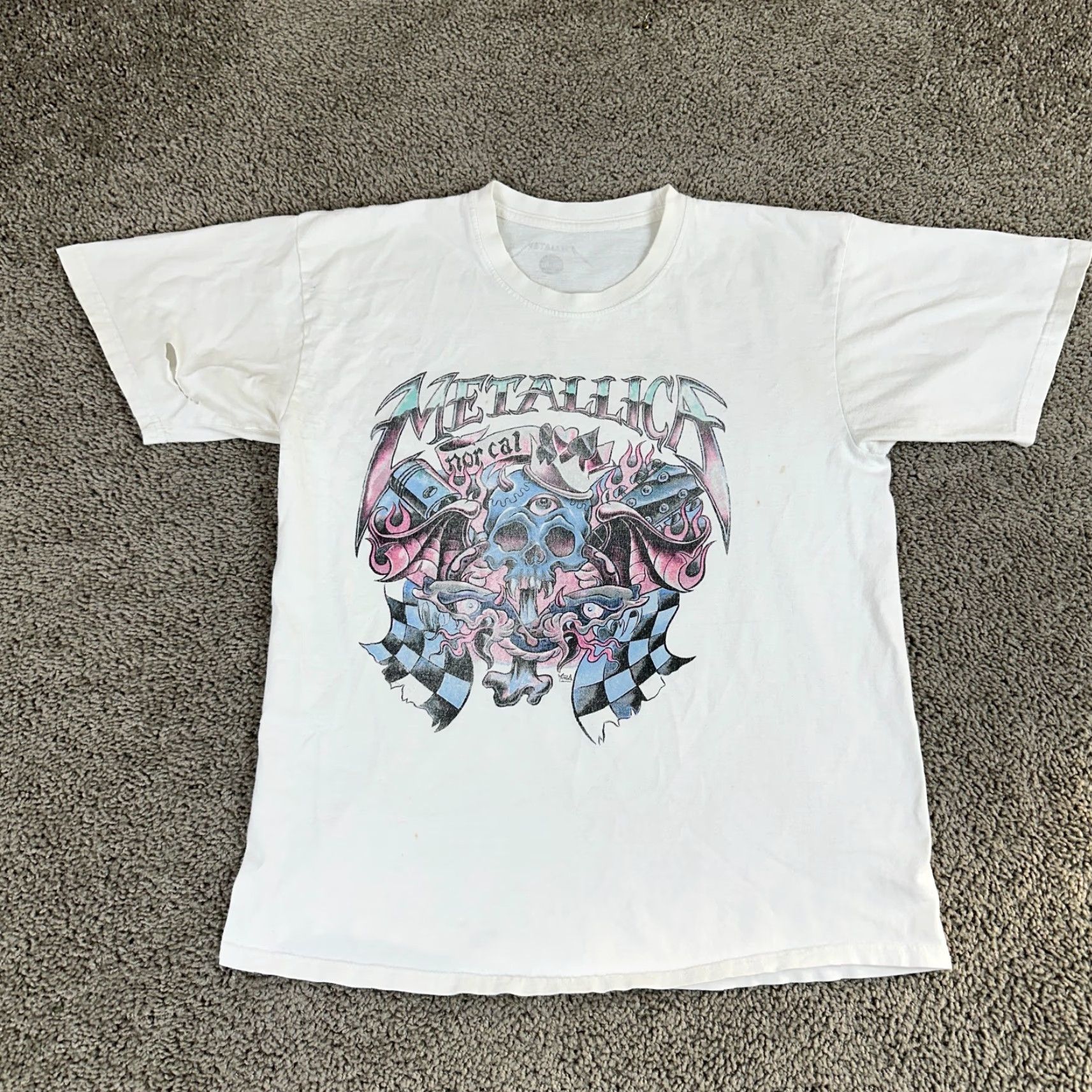 Vintage VINTAGE Metallica Shirt Mens Small/Medium White Nor Cal Skull California Metal Music Size US M / EU 48-50 / 2 - 2 Thumbnail