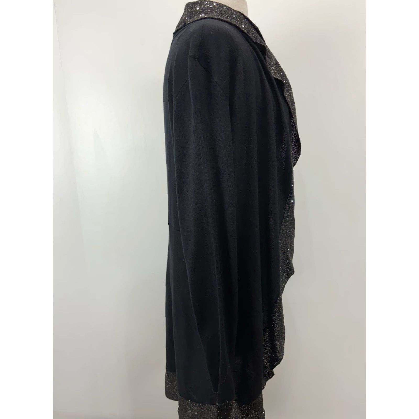 Soft Surroundings VINTAGE Soft Surroundings Knit Cardigan Sweater Women Large Black Silver Trim Long Sleeve Classic Trendy Size L / US 10 / IT 46 - 4 Thumbnail