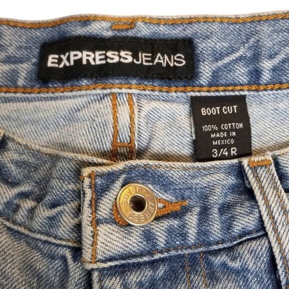 Express Express Jeans Size 3/4R Womens Boot Cut Light Wash Denim Blu Size 28" / US 6 / IT 42 - 10 Thumbnail