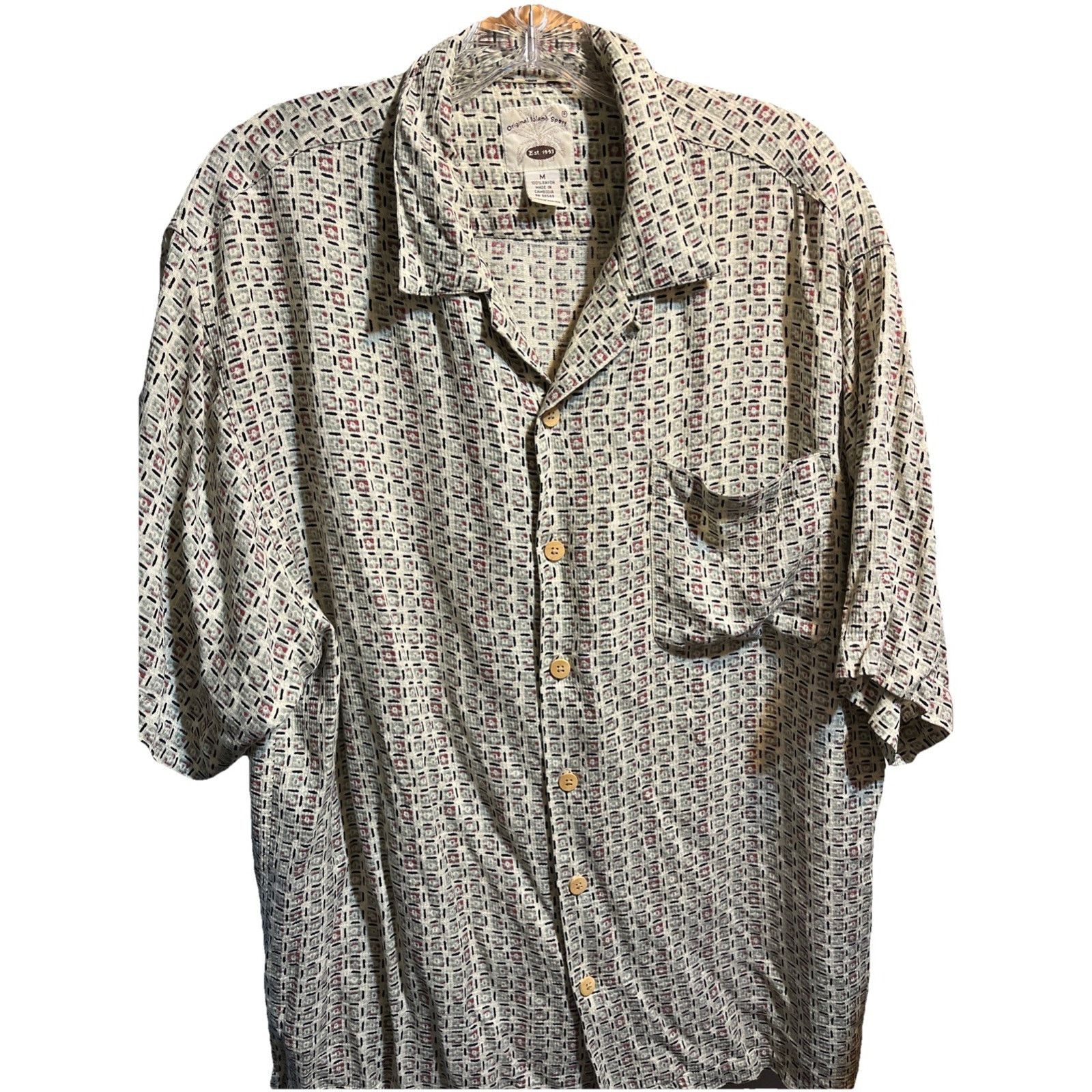 Other Original Island Sport VTG Hawaiian Shirt Mens M Beige Tribal Size US M / EU 48-50 / 2 - 1 Thumbnail