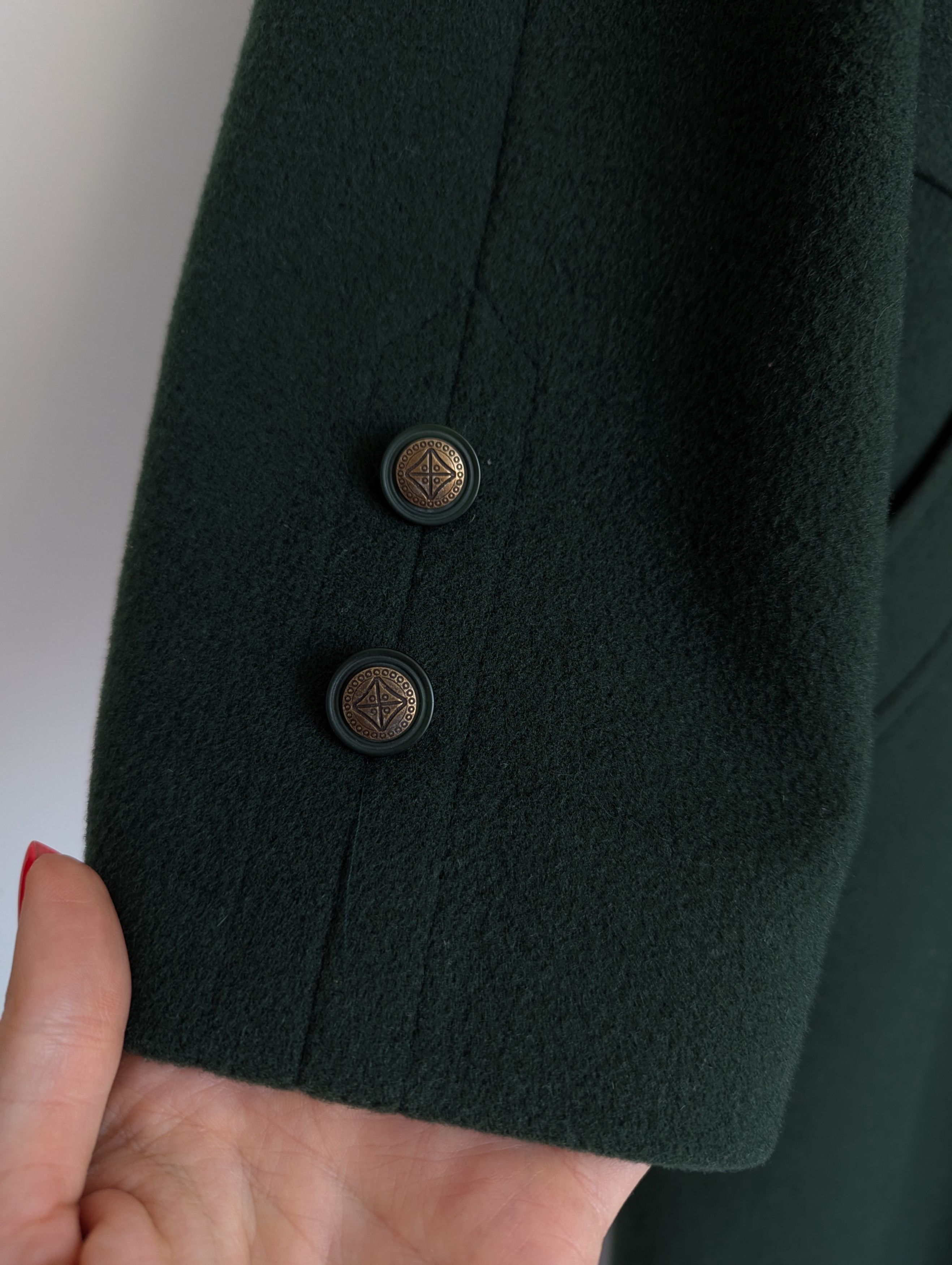 Other Virgin Wool Dark Green Coat Vintage Germany Size XL / US 12-14 / IT 48-50 - 3 Thumbnail